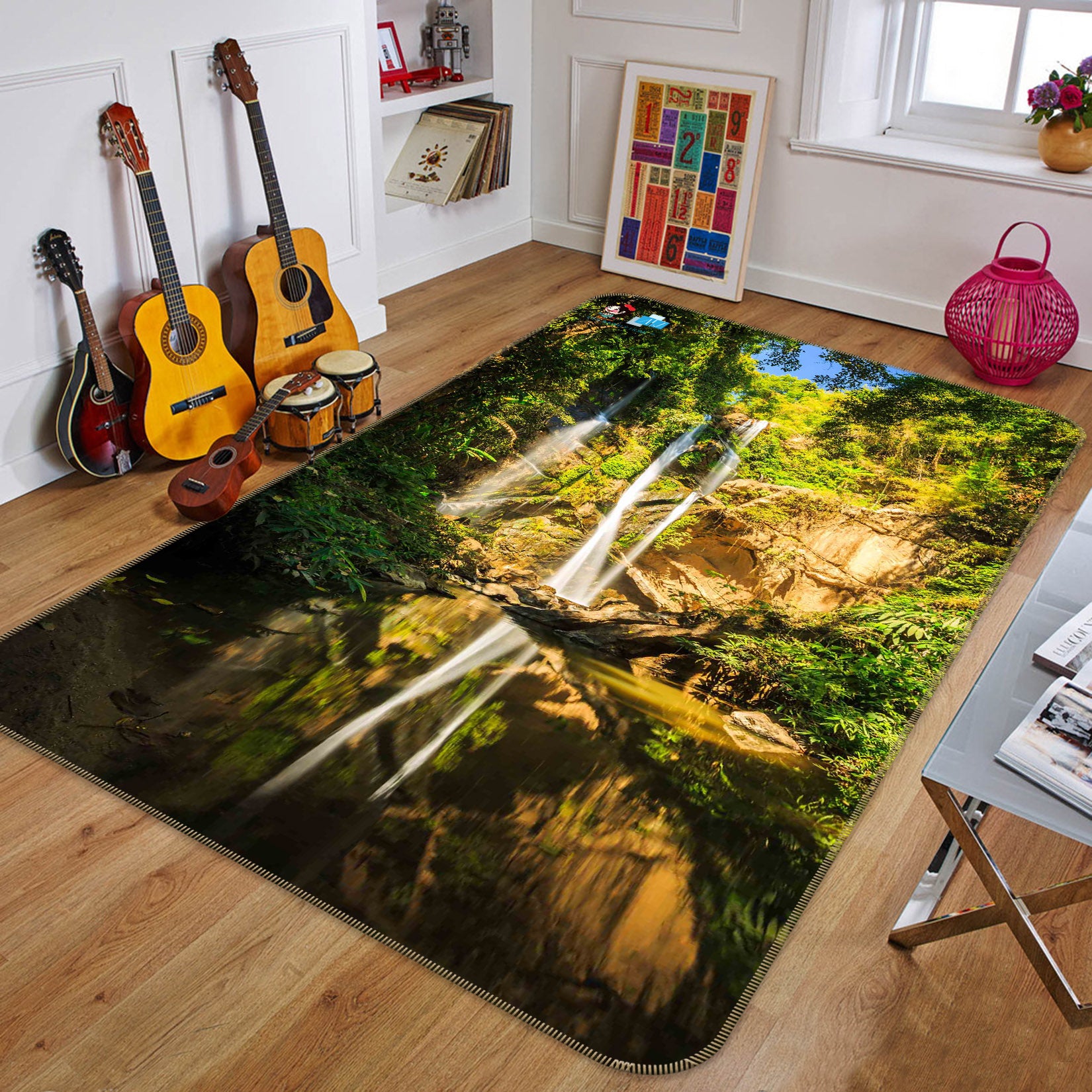3D Mountain Waterfall 66144 Non Slip Rug Mat