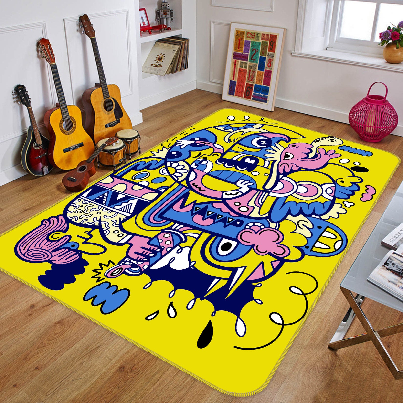 3D Yellow Cartoon 30046 Non Slip Rug Mat