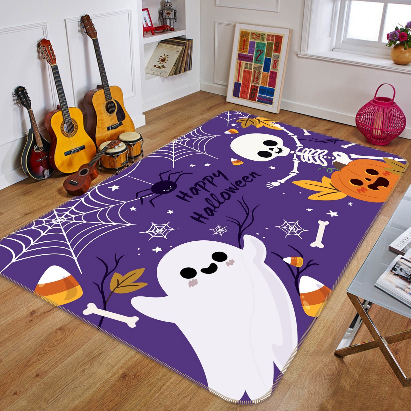 3D Spider Squash Leaves 212 Halloween Non Slip Rug Mat Mat AJ Creativity Home