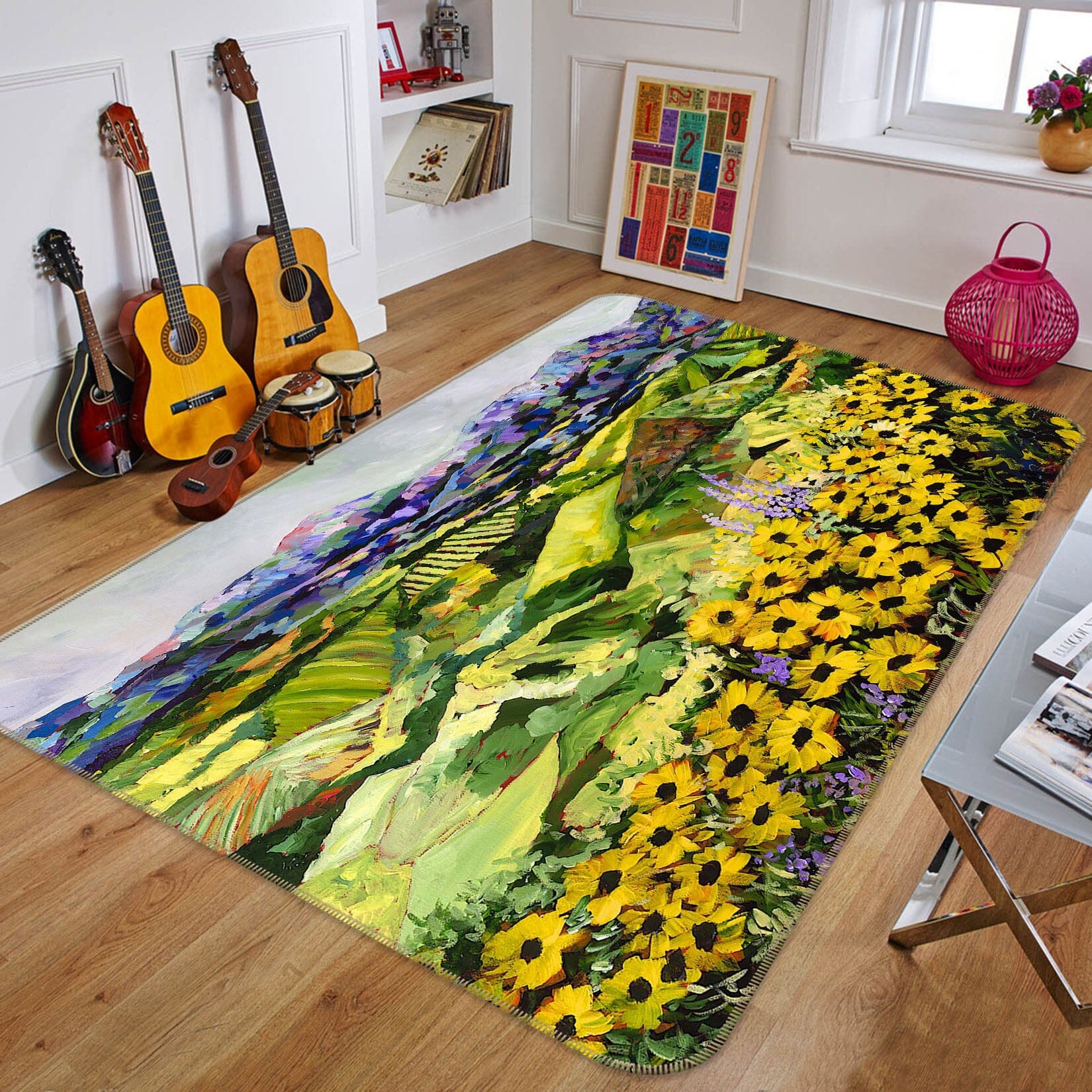 3D Yellow Flowers 1012 Allan P. Friedlander Rug Non Slip Rug Mat Mat AJ Creativity Home