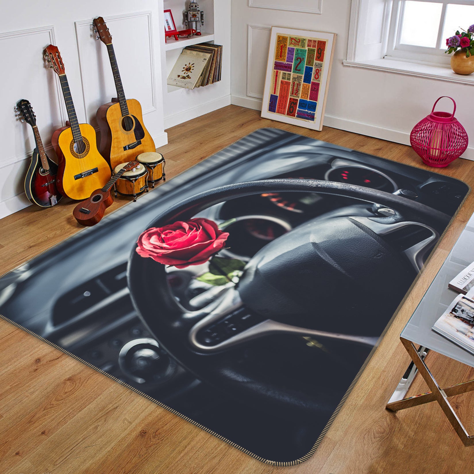 3D Car Steering Wheel 67224 Vehicle Non Slip Rug Mat