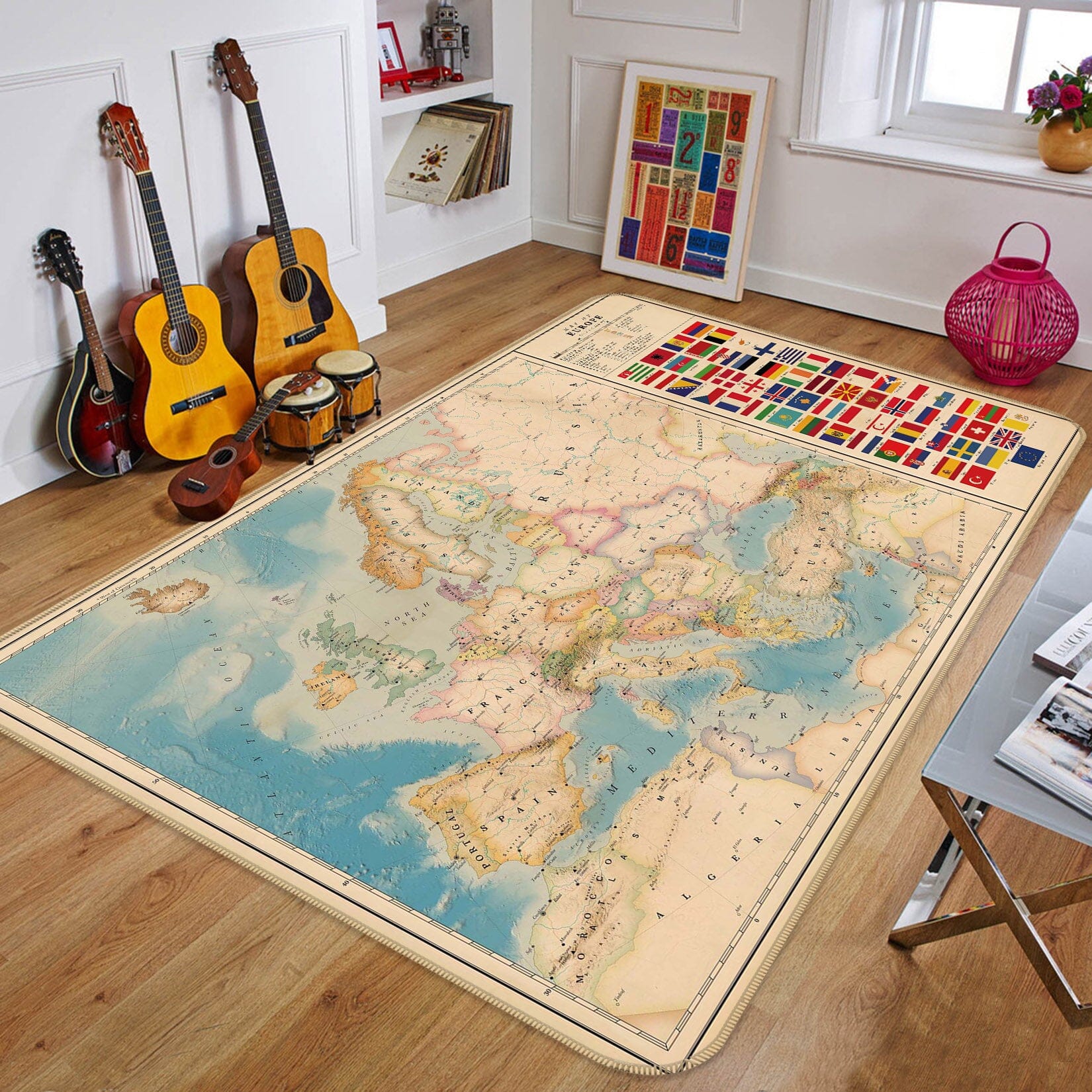 3D Vast Land 2007 World Map Non Slip Rug Mat Mat AJ Creativity Home