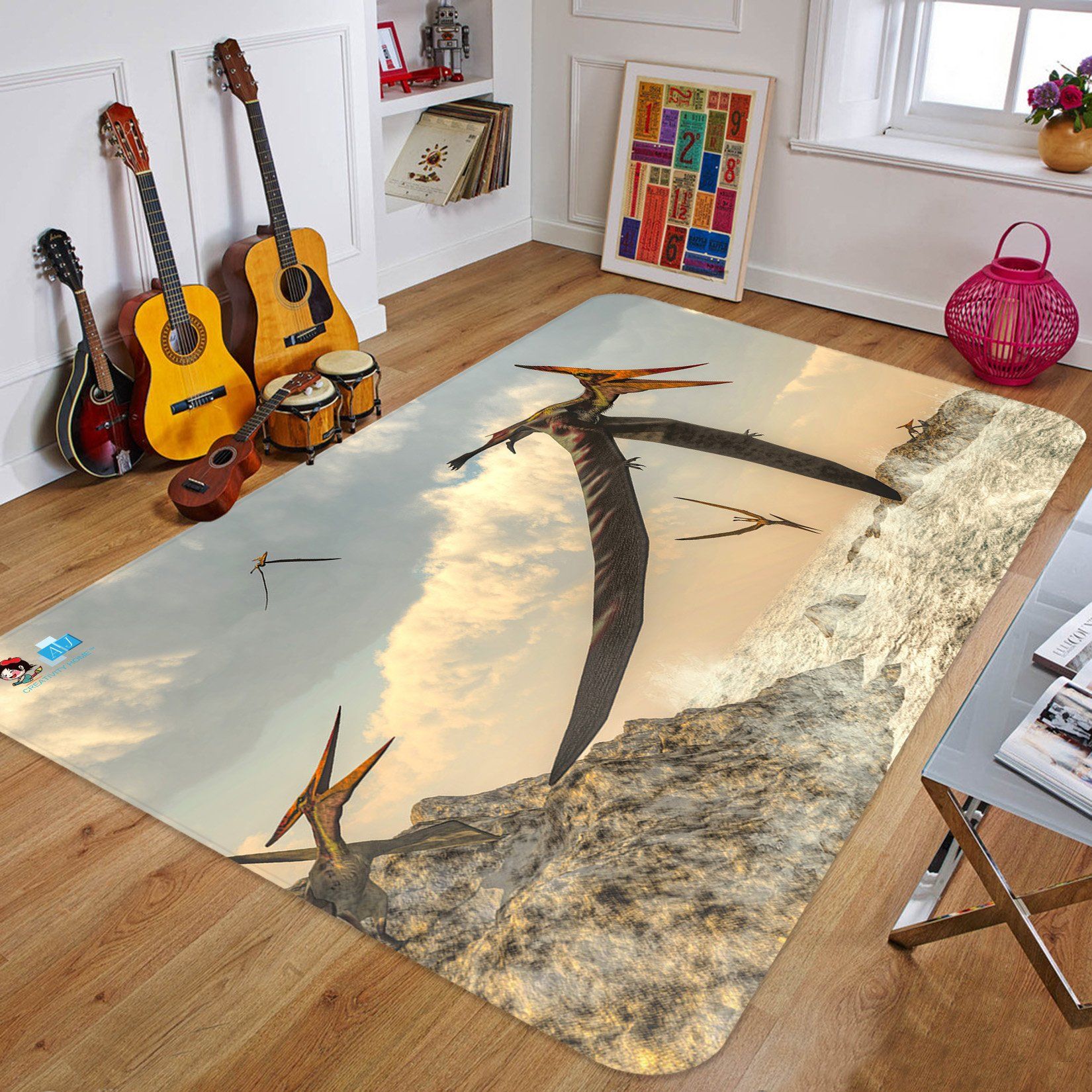 3D Pterosaur Flying 45 Non Slip Rug Mat Mat AJ Creativity Home