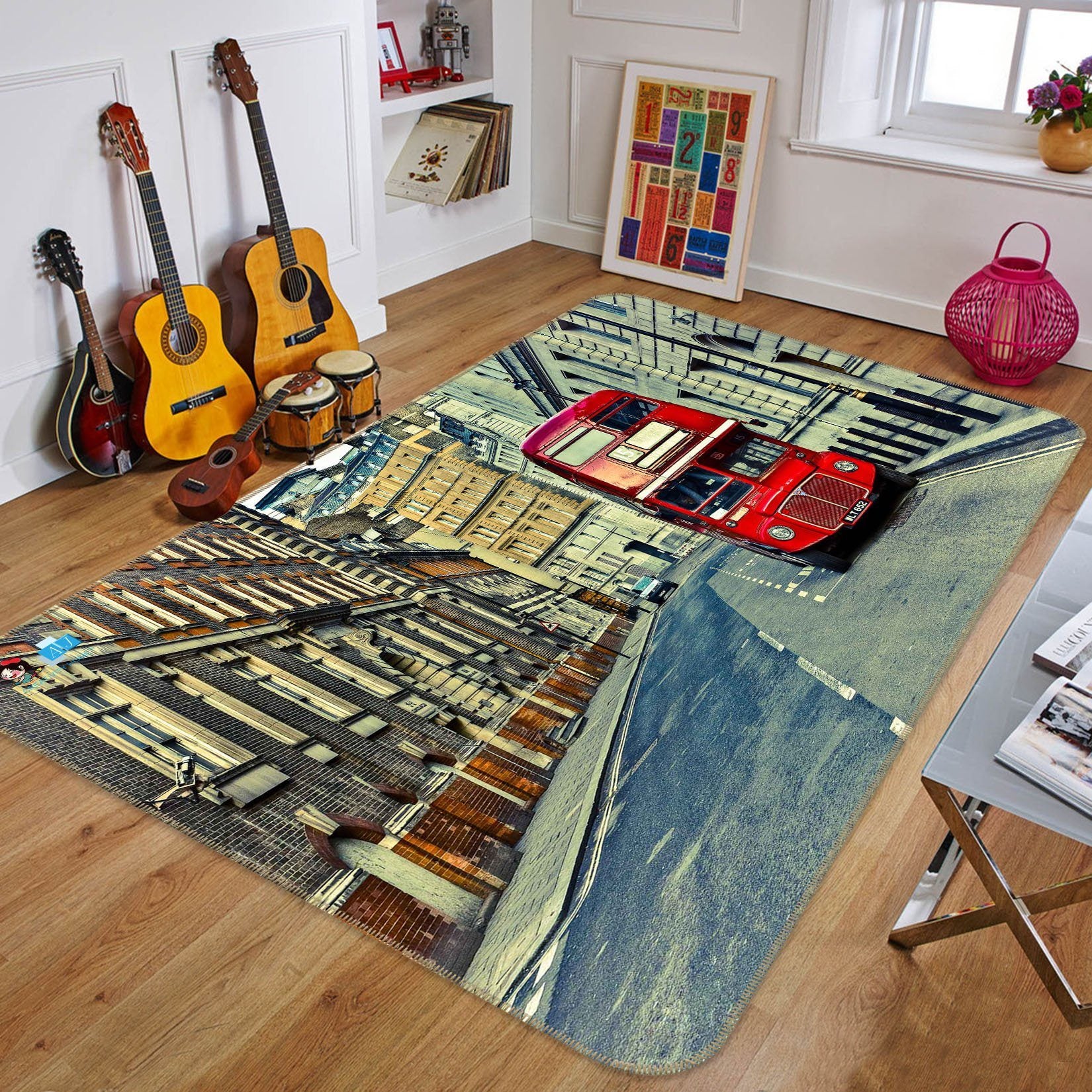 3D Red Tram 357 Non Slip Rug Mat Mat AJ Creativity Home