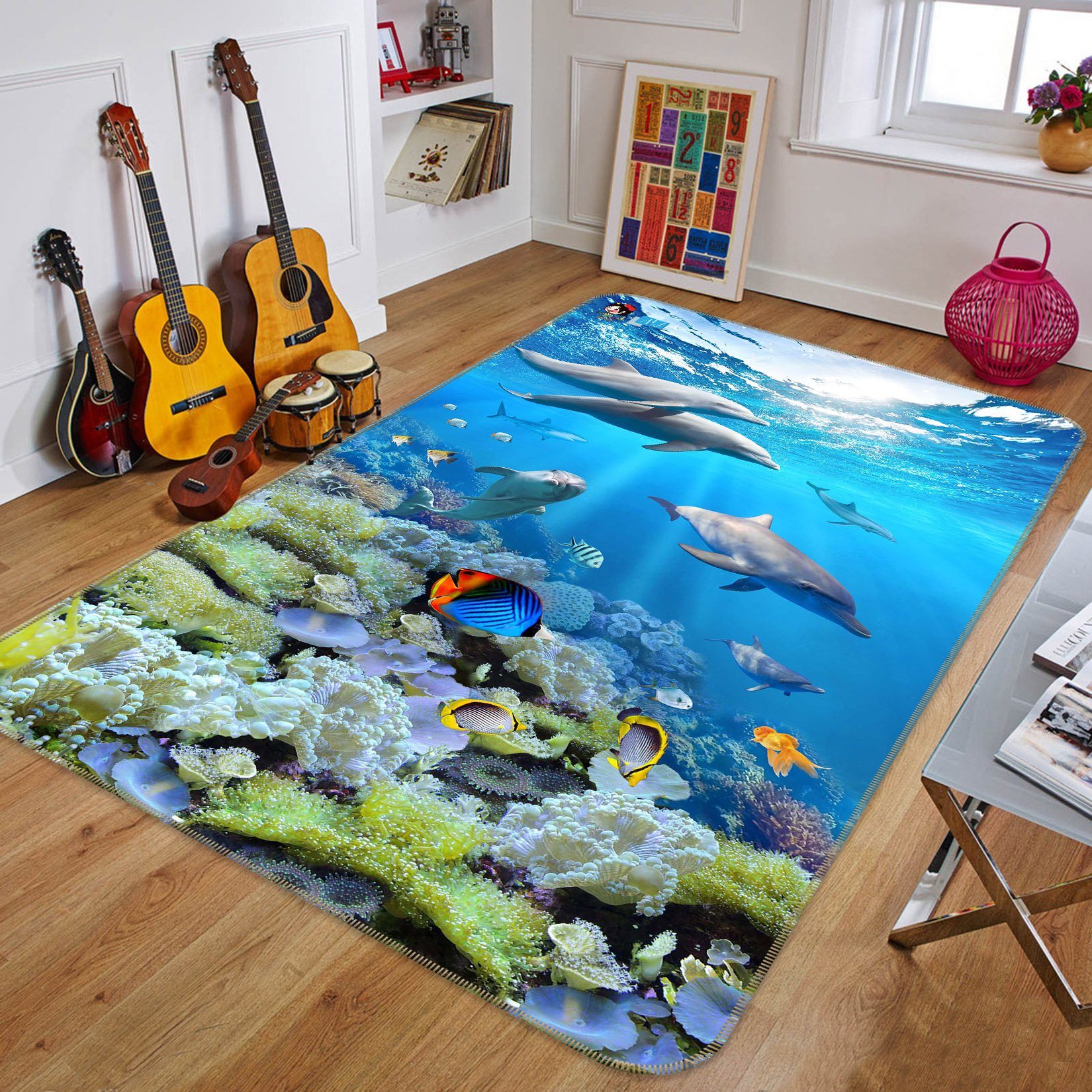 3D Dolphin Fish 023 Non Slip Rug Mat Mat AJ Creativity Home