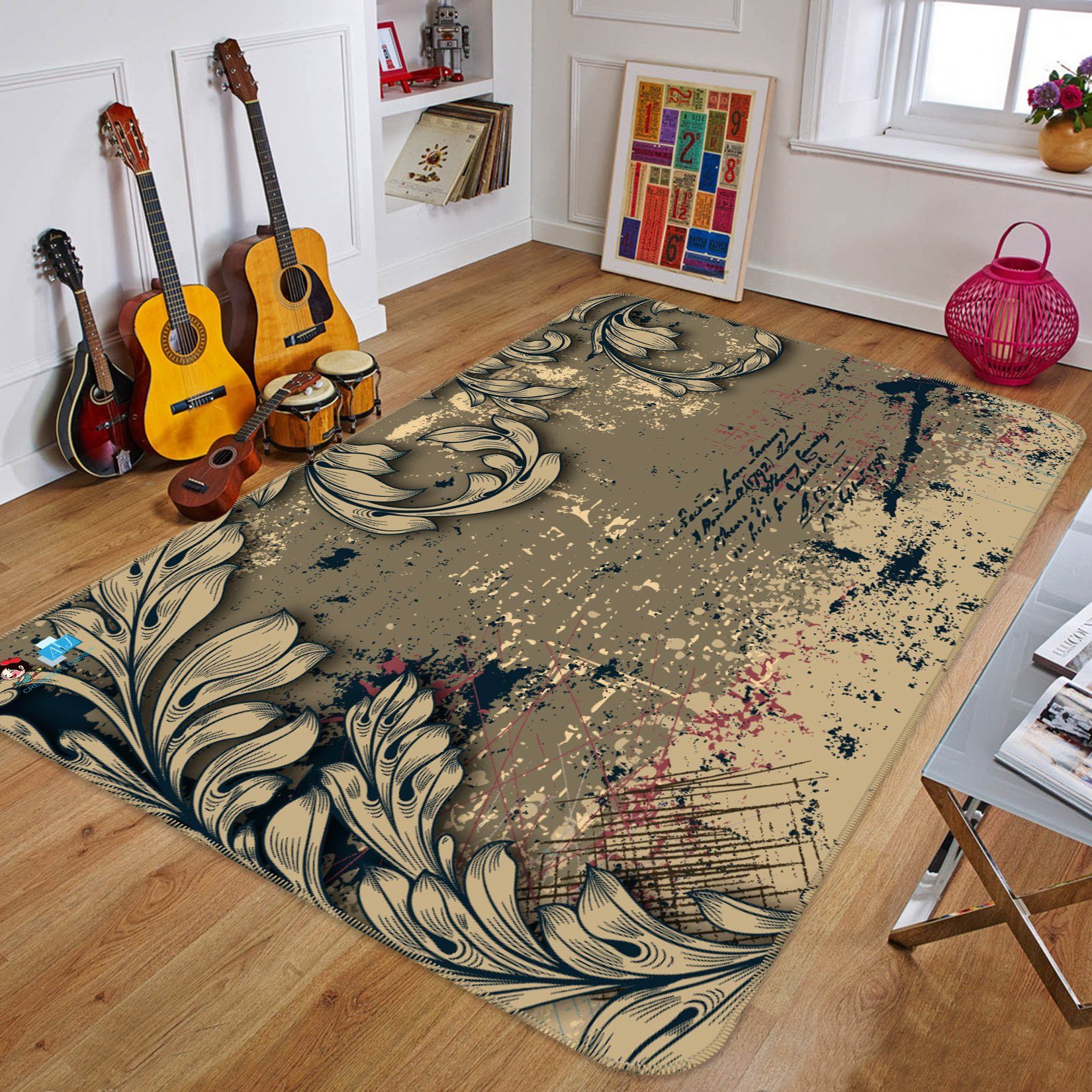 3D Vine Leaves 350 Non Slip Rug Mat Mat AJ Creativity Home