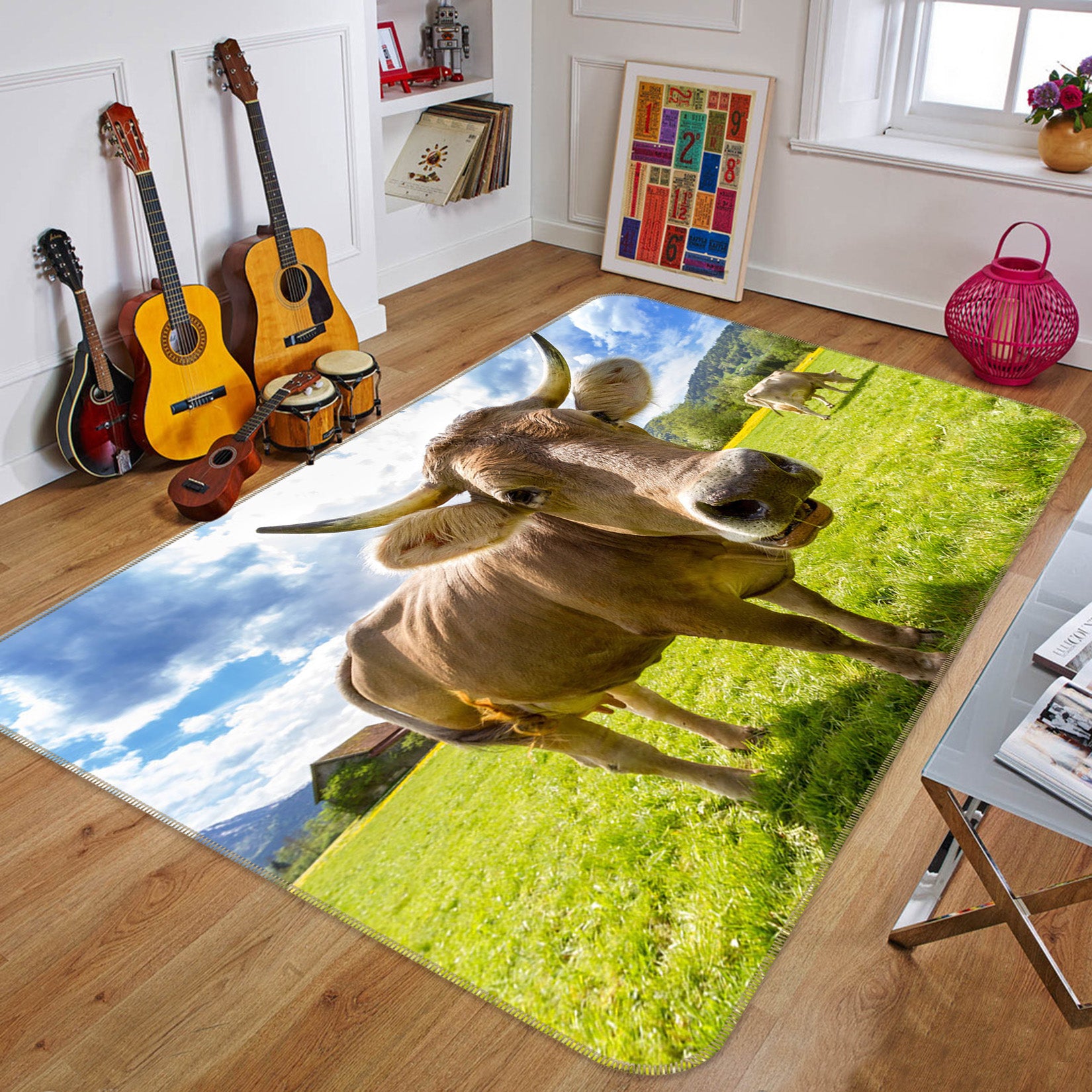 3D Cattle Grass 82085 Animal Non Slip Rug Mat