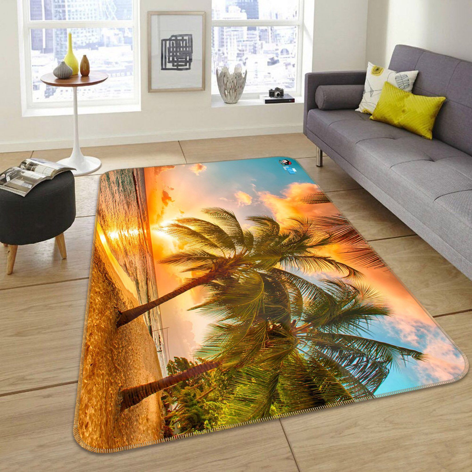 3D Sunset Sea Tree 438 Non Slip Rug Mat Mat AJ Creativity Home