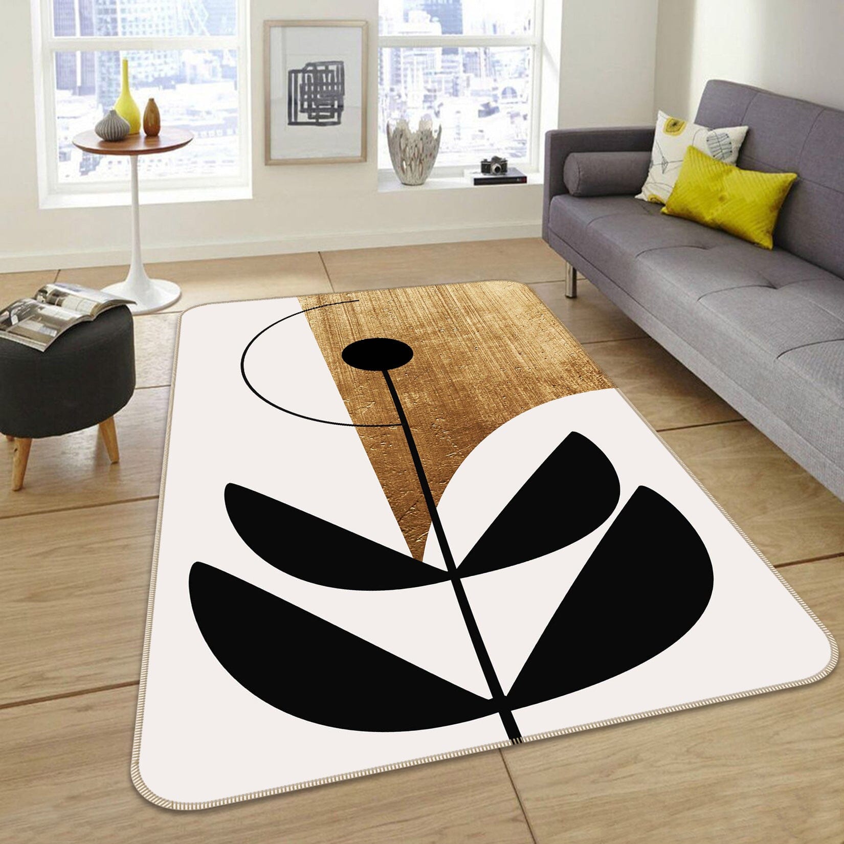 3D Nara Nero 1089 Boris Draschoff Rug Non Slip Rug Mat Mat AJ Creativity Home