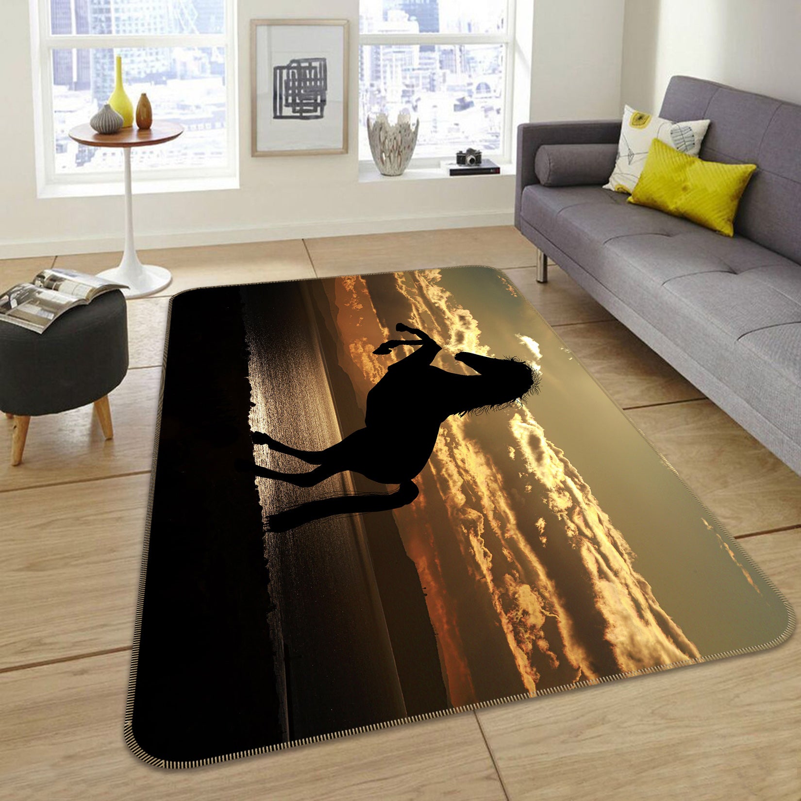 3D Sunset Horse 093 Animal Non Slip Rug Mat
