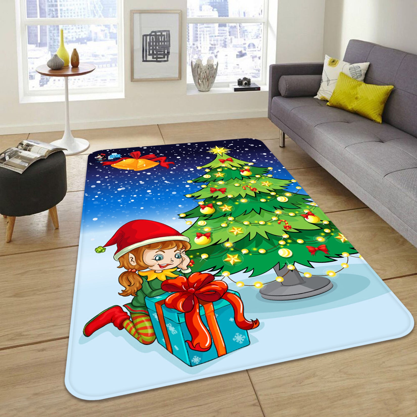 3D Gift Tree 65216 Christmas Non Slip Rug Mat Xmas