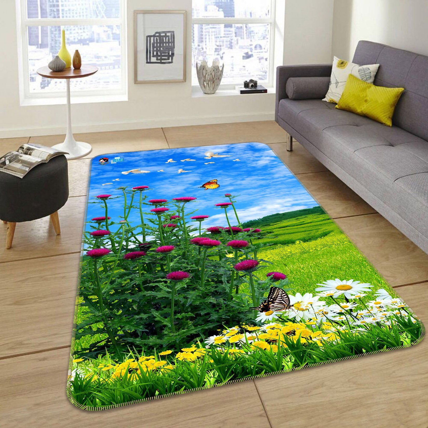 3D Flower Butterfly Pigeon 028 Non Slip Rug Mat Mat AJ Creativity Home