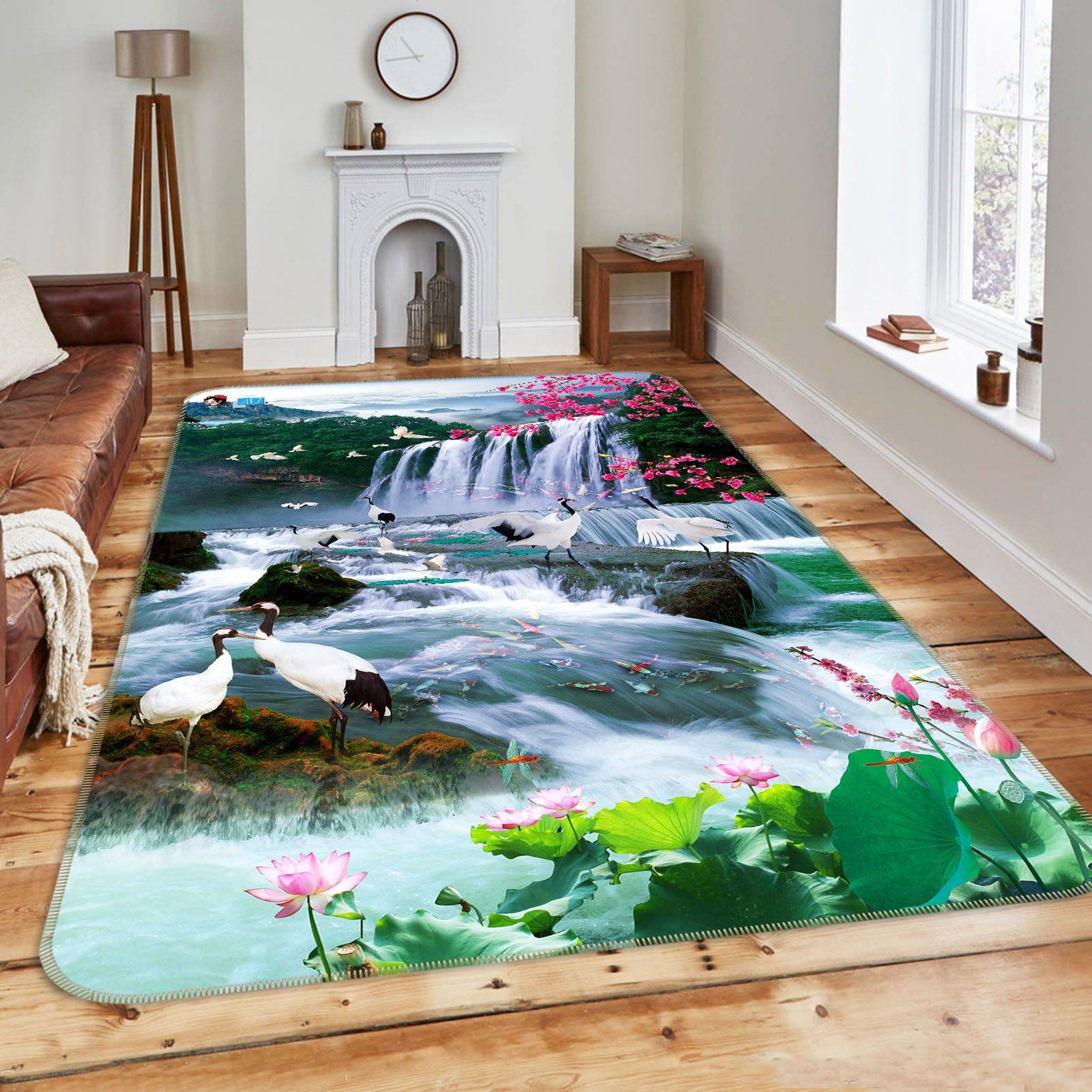 3D Crane Falls 017 Non Slip Rug Mat Mat AJ Creativity Home