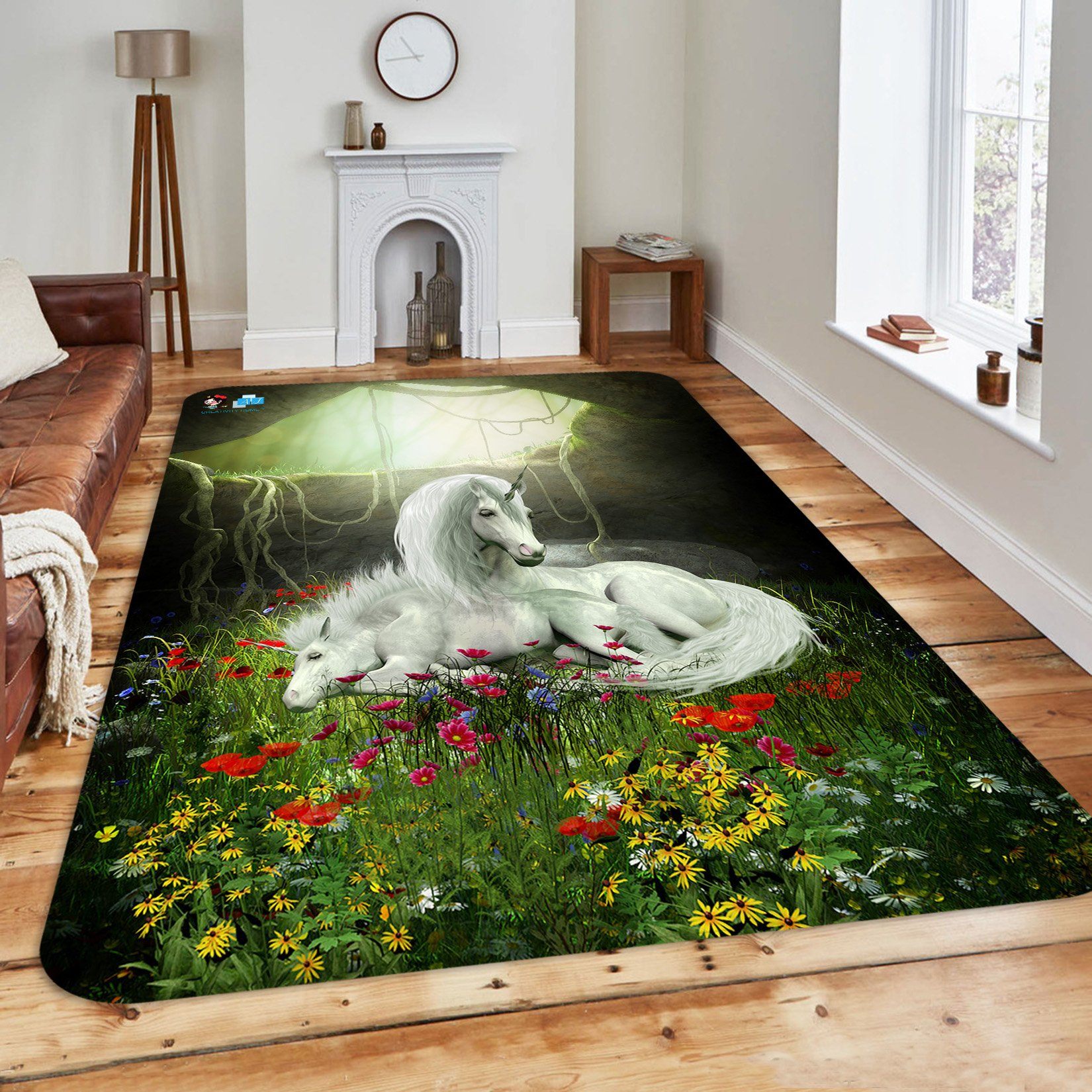 3D Tree Hole Flower Unicorn 96 Non Slip Rug Mat Mat AJ Creativity Home