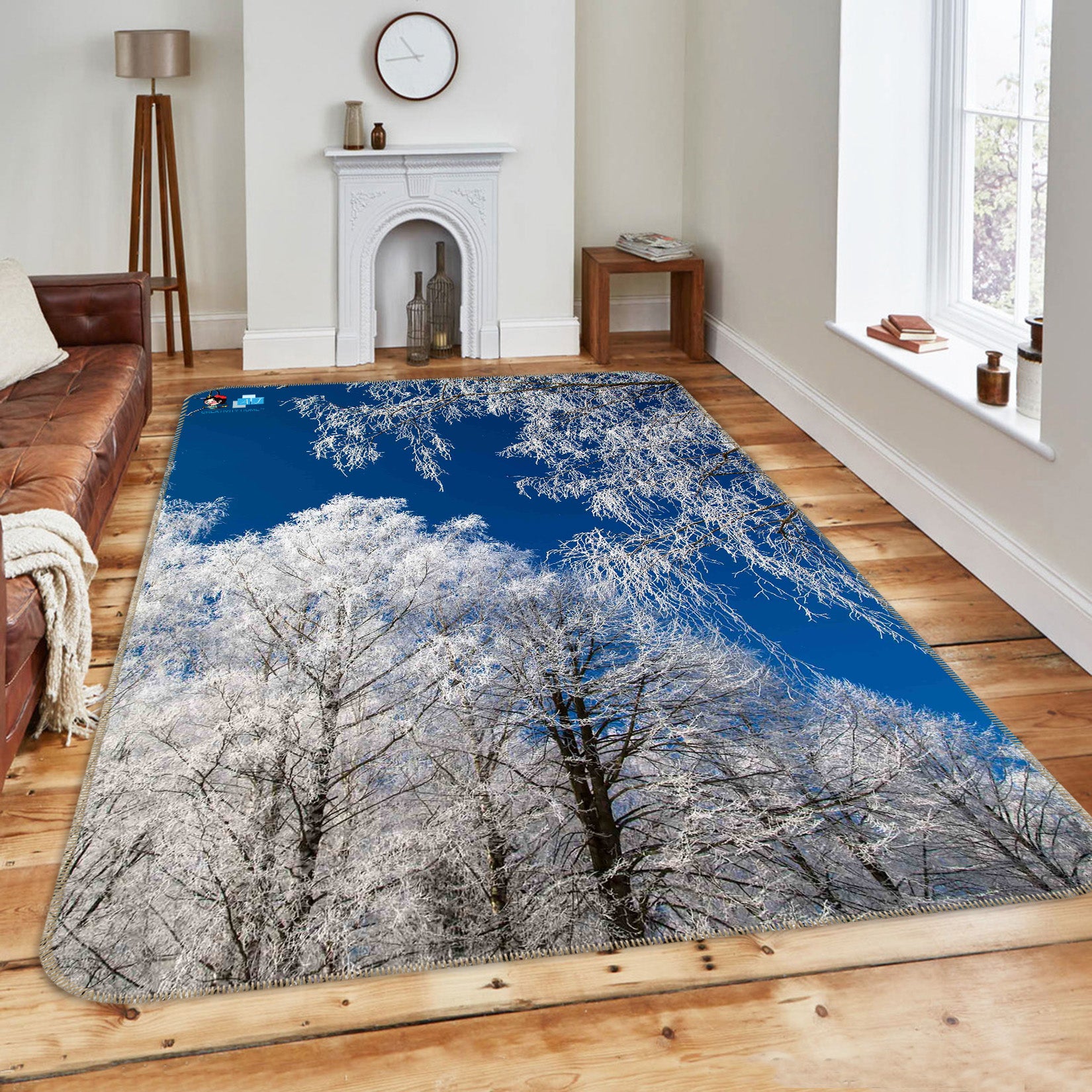 3D White Snow Forest 66139 Non Slip Rug Mat