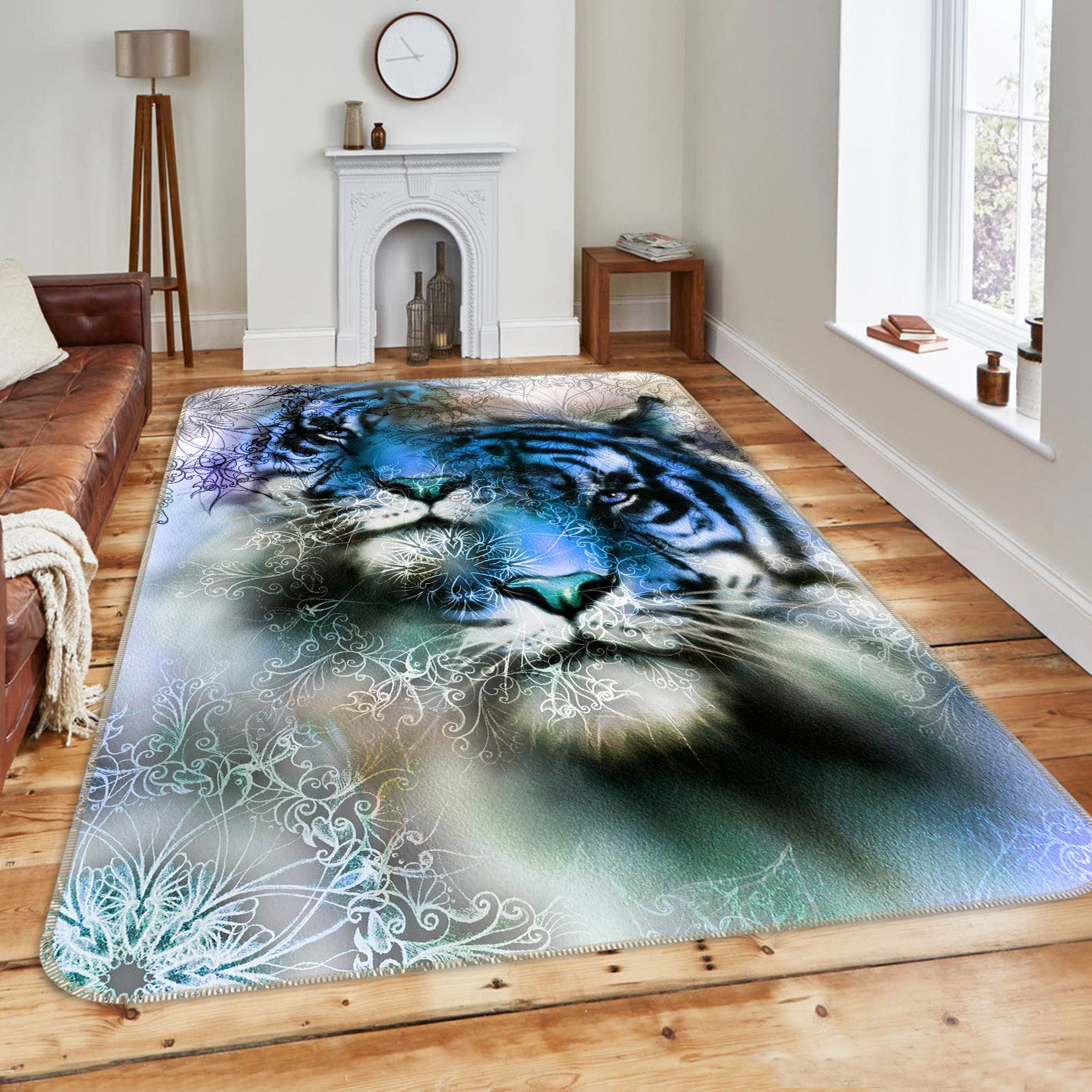 3D Blue Tiger 206 Animal Non Slip Rug Mat