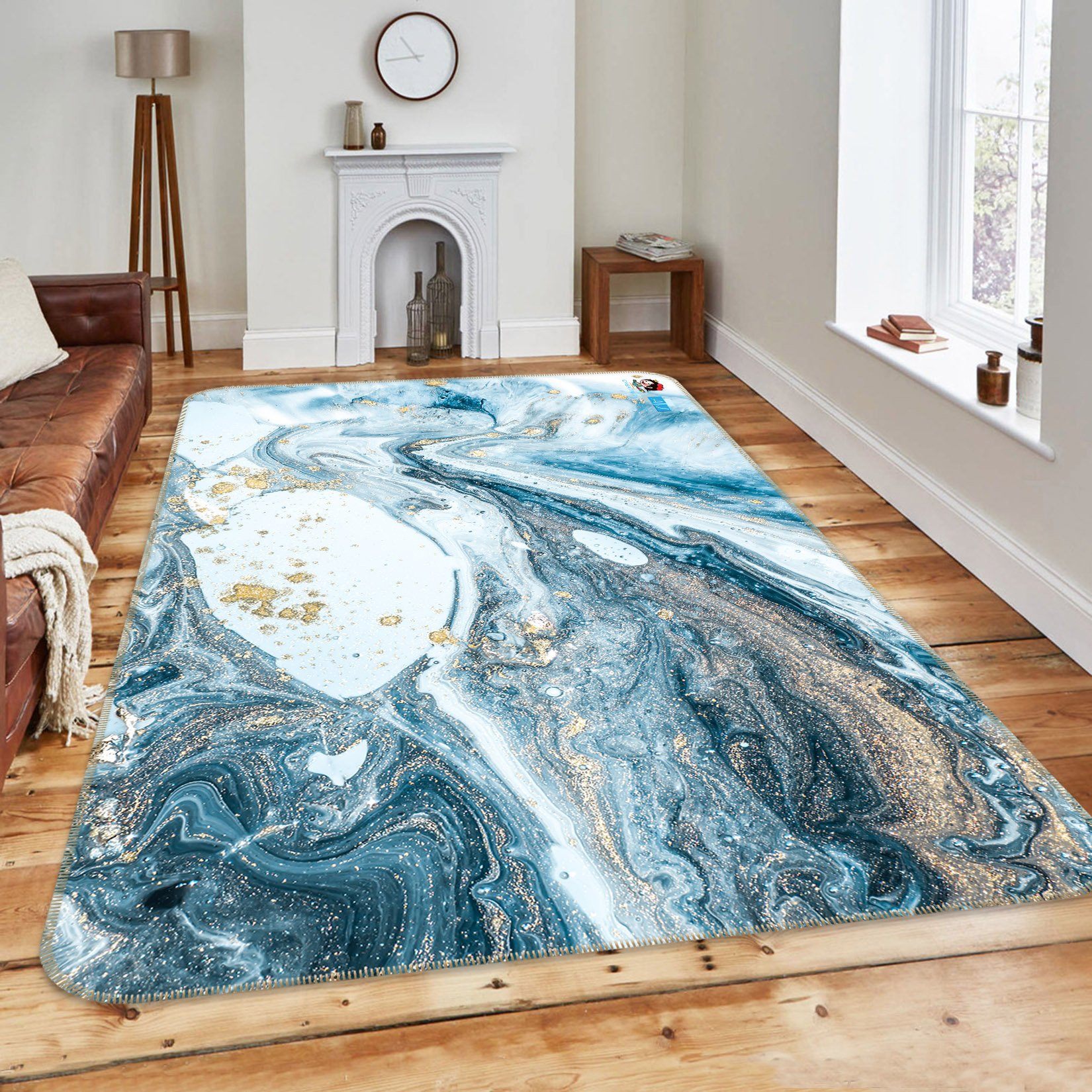 3D Cyan Marble 152 Non Slip Rug Mat Mat AJ Creativity Home