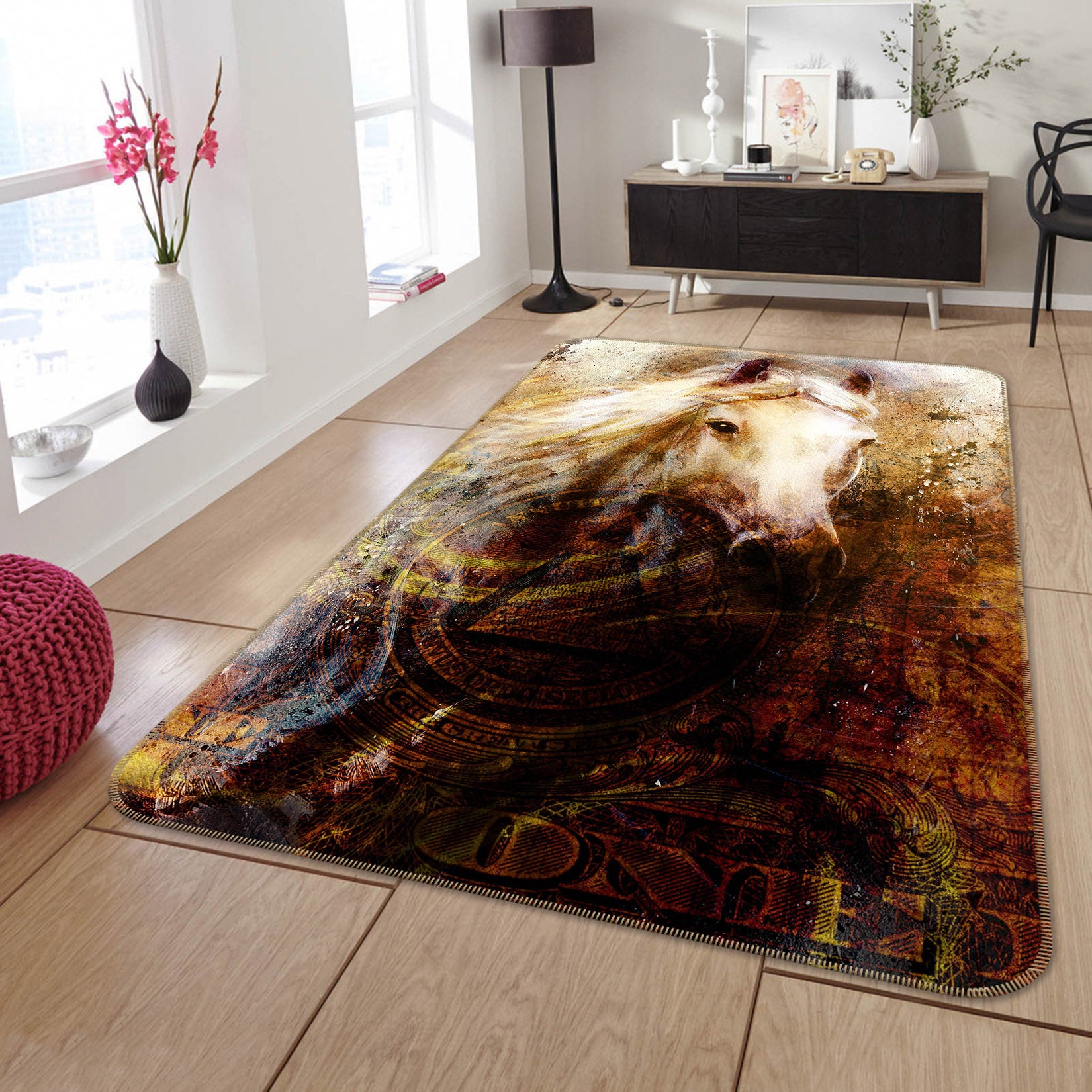 3D Horse Graffiti 204 Animal Non Slip Rug Mat