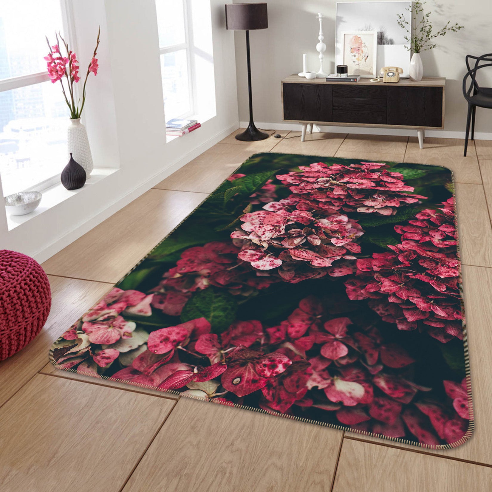 3D Hydrangea 65157 Non Slip Rug Mat