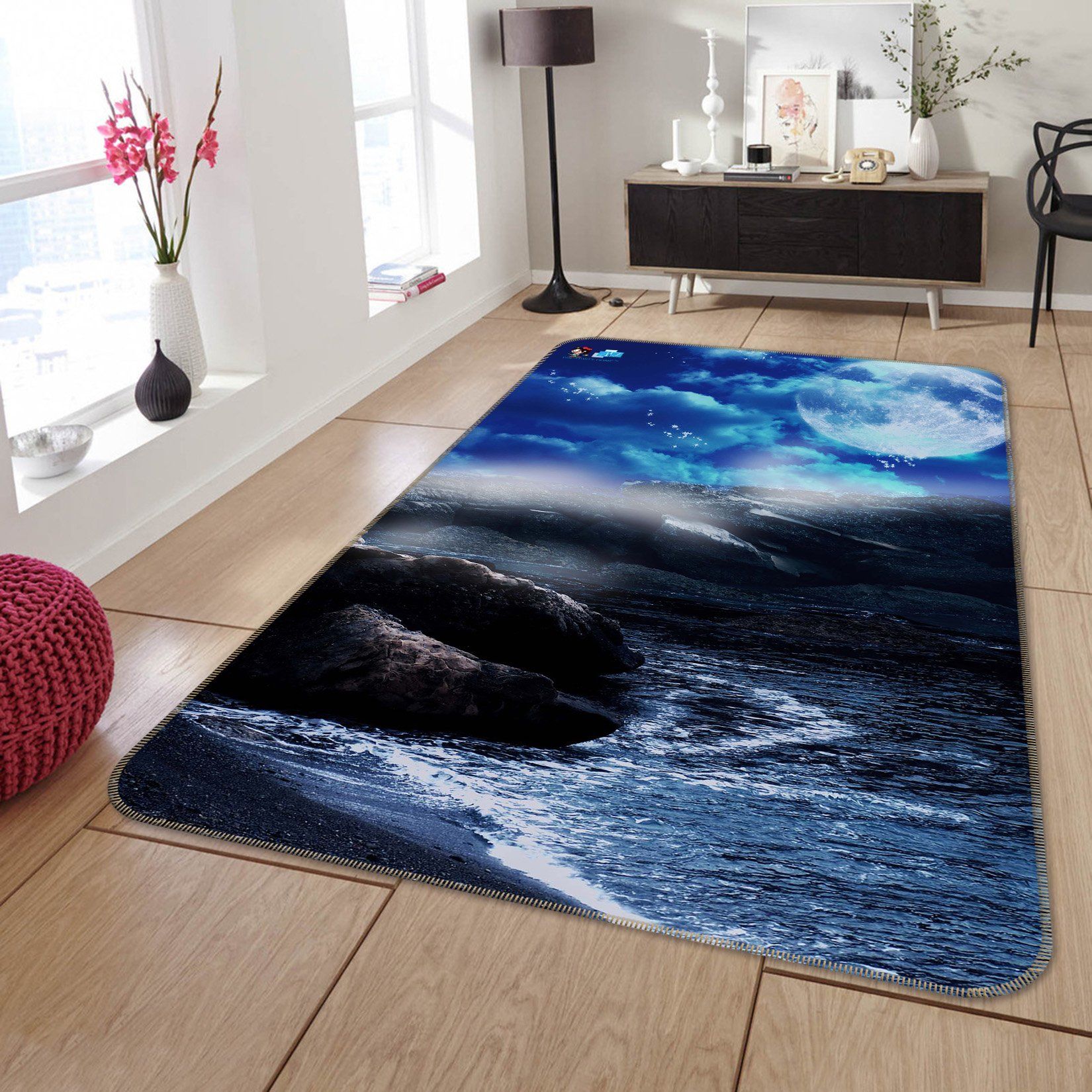 3D Lake Bright Moon 139 Non Slip Rug Mat Mat AJ Creativity Home