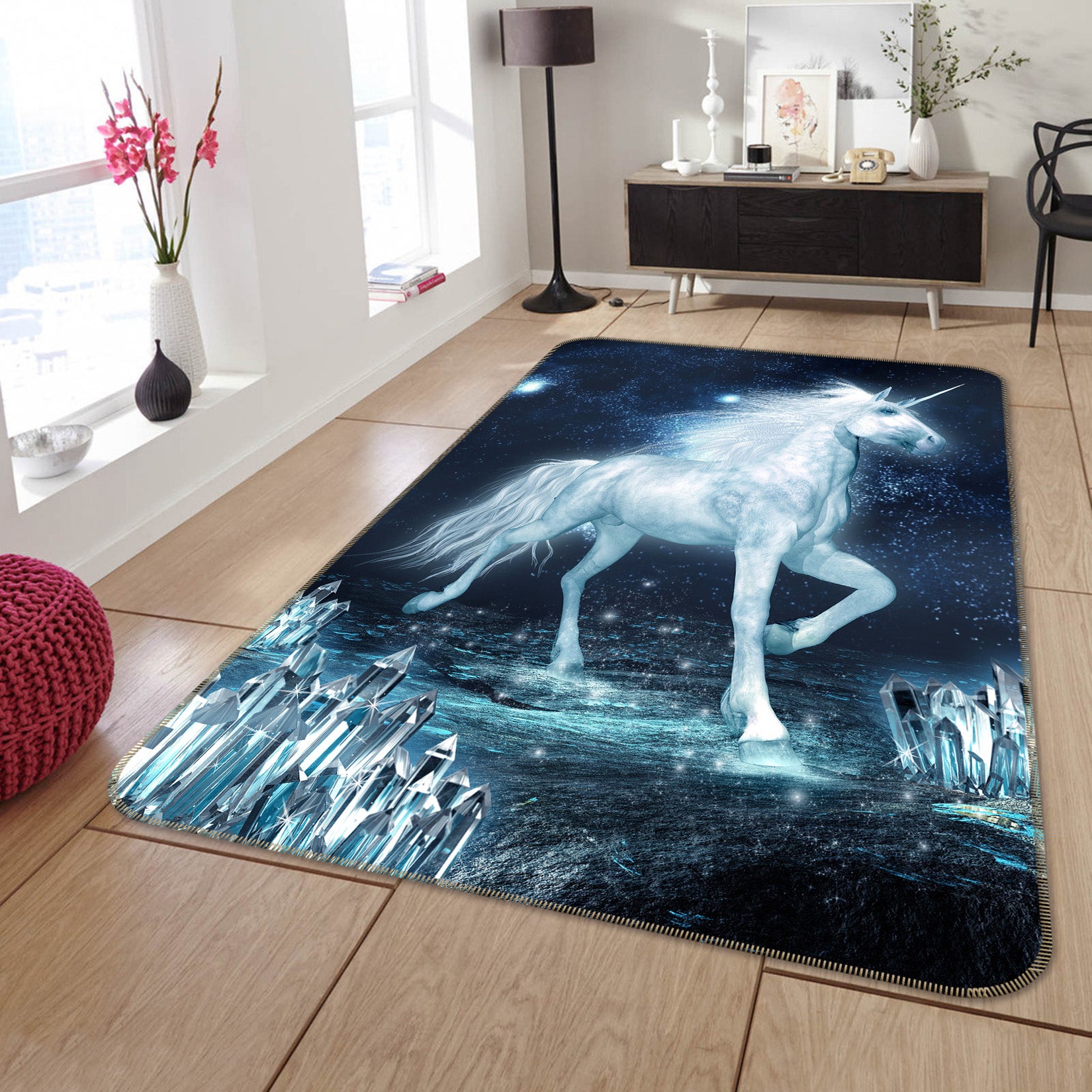 3D Unicorn Crystal 163 Animal Non Slip Rug Mat