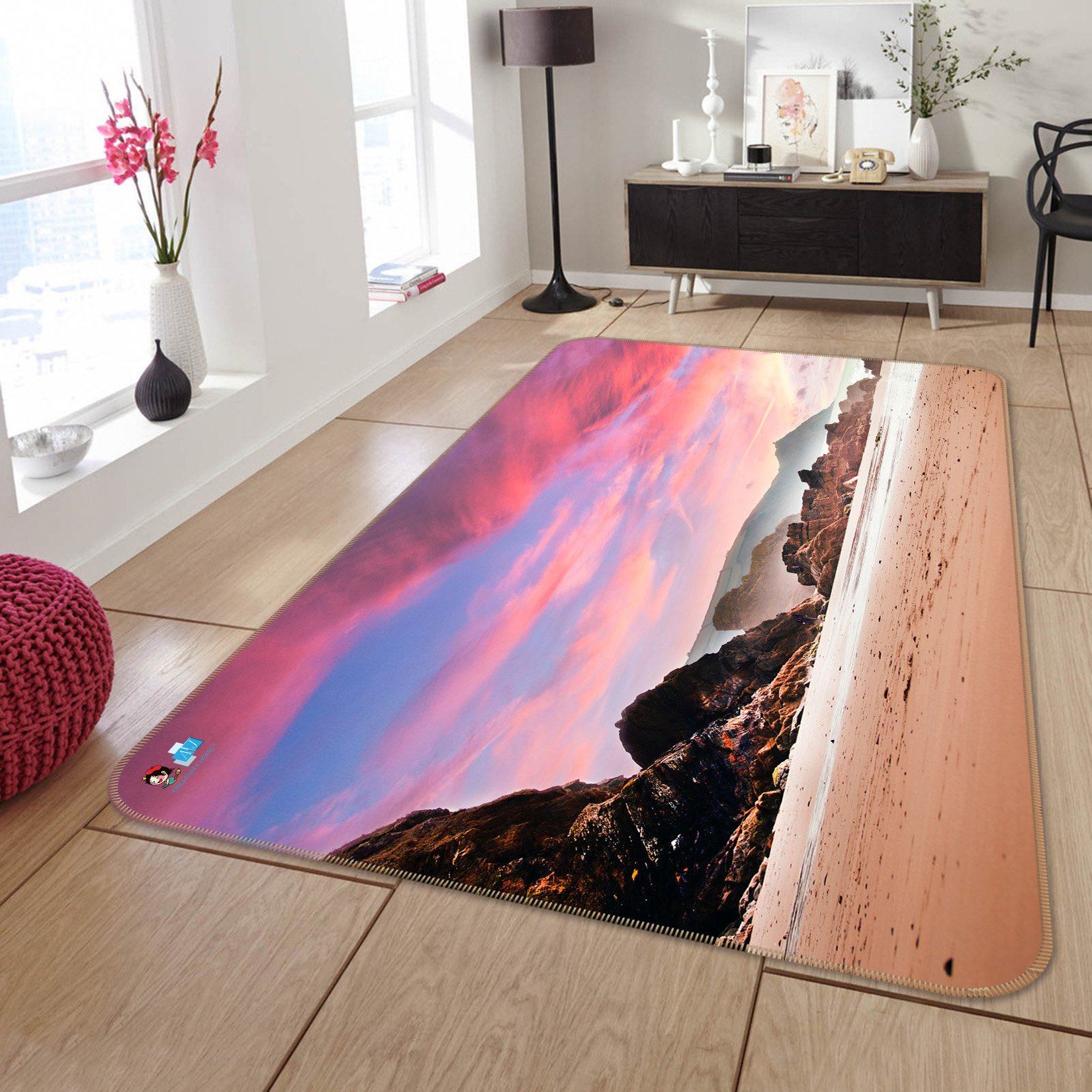 3D Red Cloud Beach 045 Non Slip Rug Mat Mat AJ Creativity Home