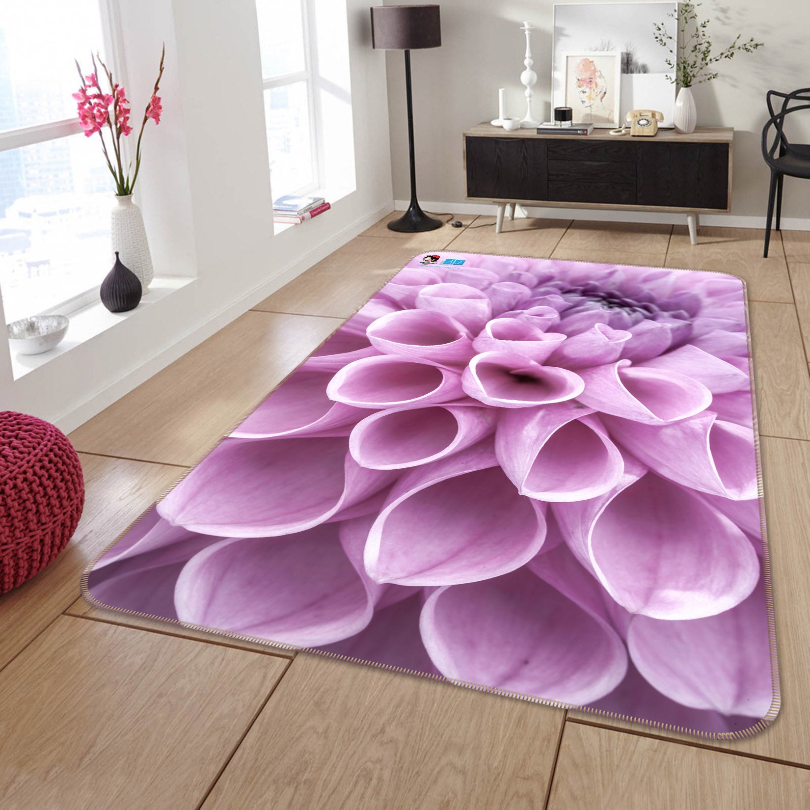 3D Purple Flower 6799 Assaf Frank Rug Non Slip Rug Mat