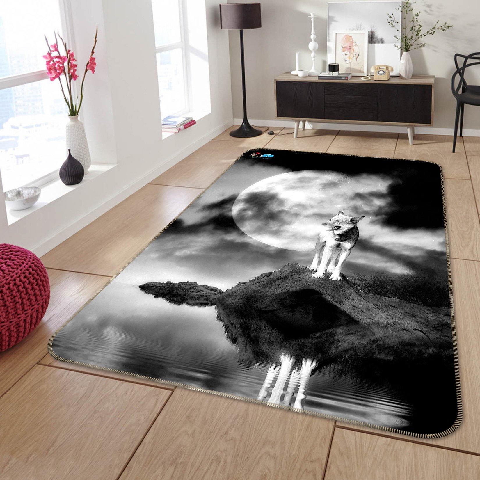 3D Lakeside Wolf 230 Non Slip Rug Mat Mat AJ Creativity Home