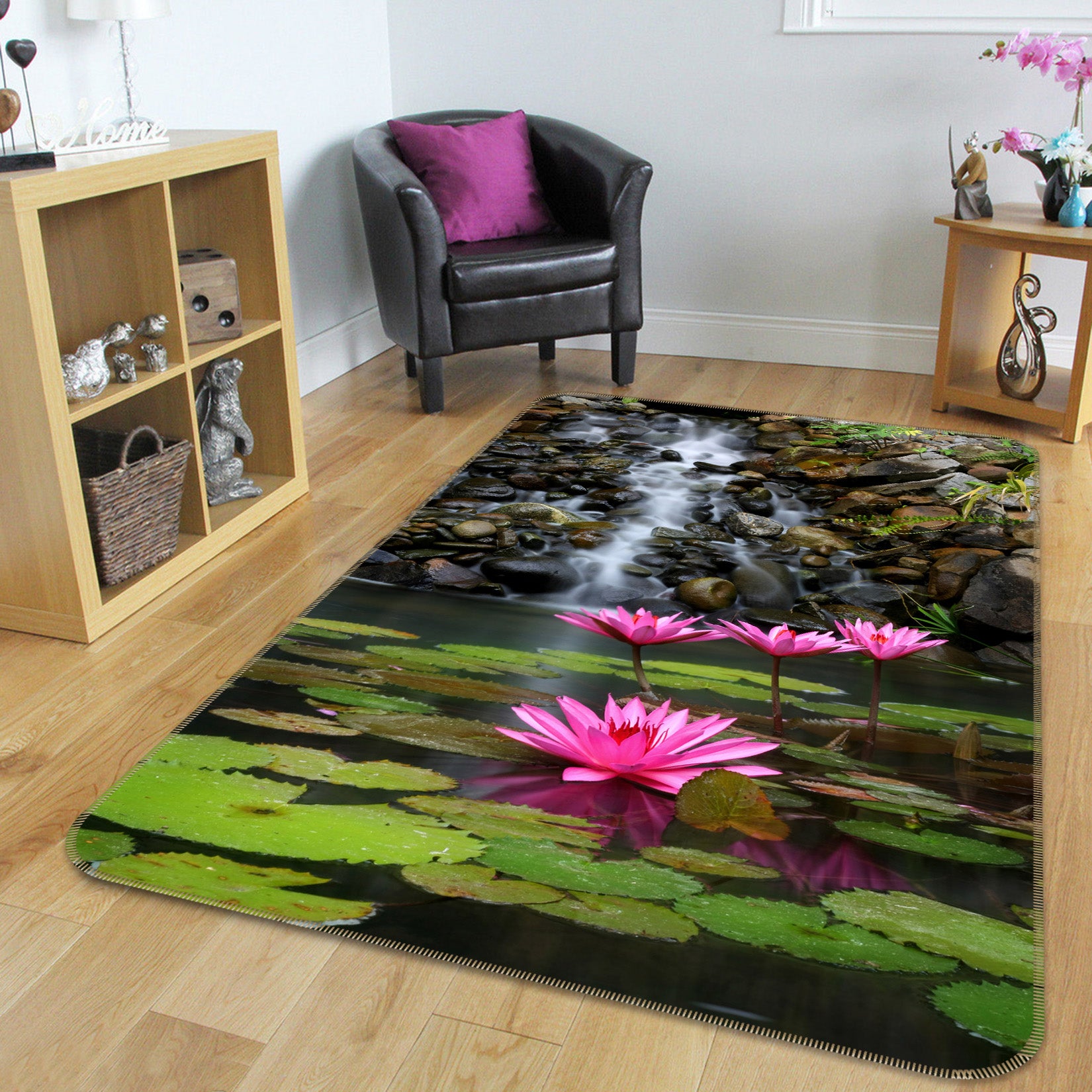 3D Lotus Pond 65156 Non Slip Rug Mat