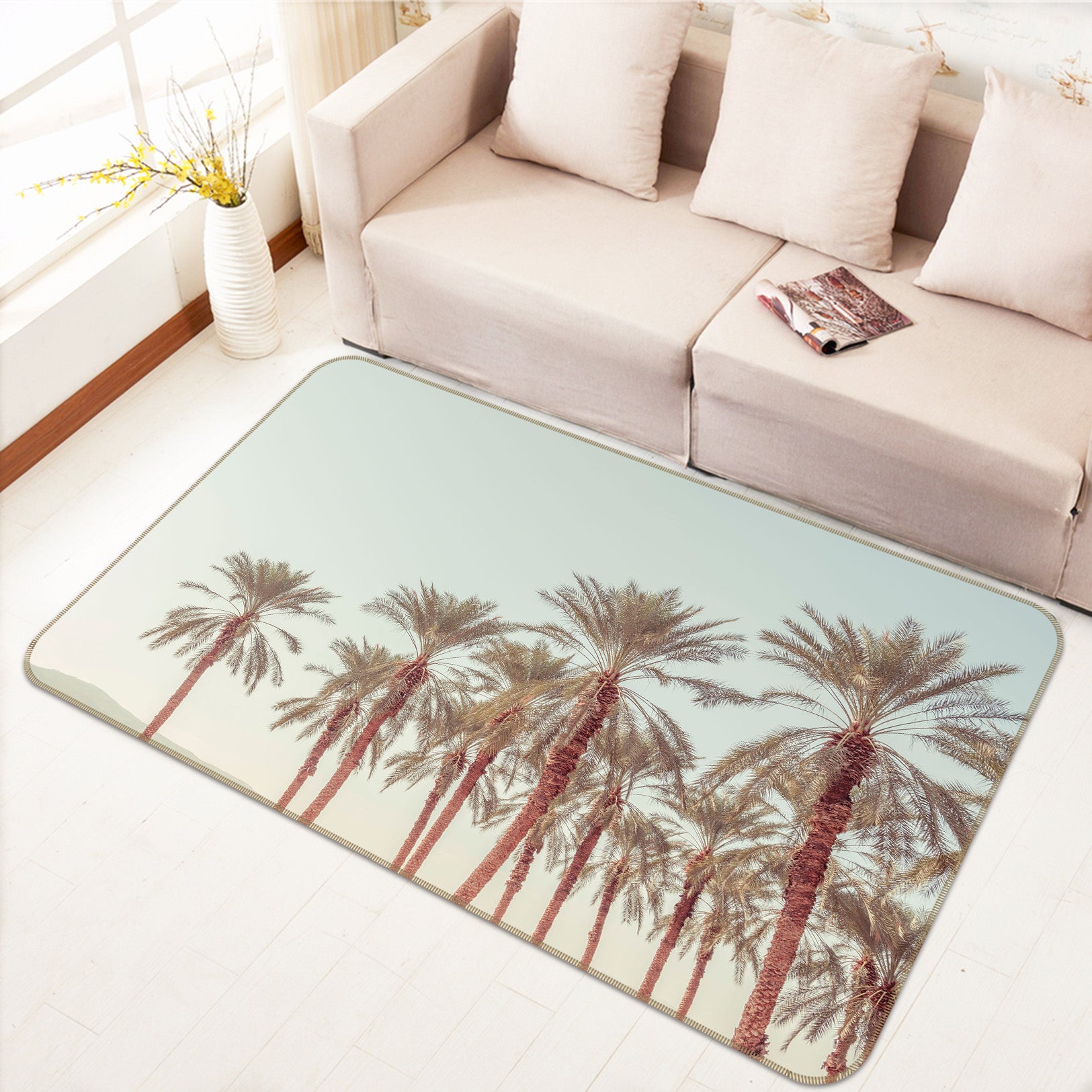 3D Palm Trees 162 Assaf Frank Rug Non Slip Rug Mat