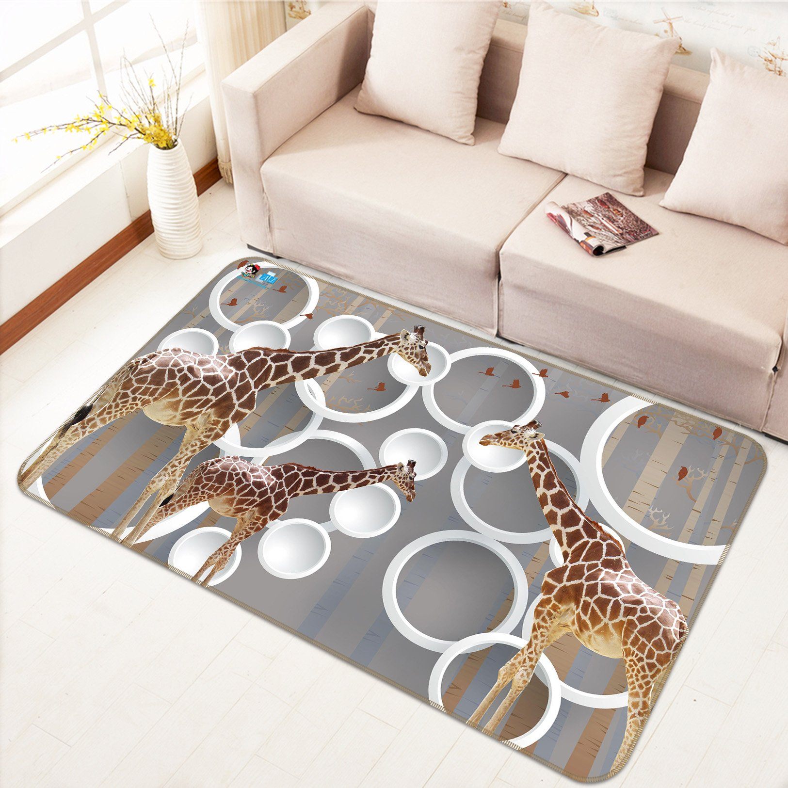 3D Circle Giraffe 569 Non Slip Rug Mat Mat AJ Creativity Home