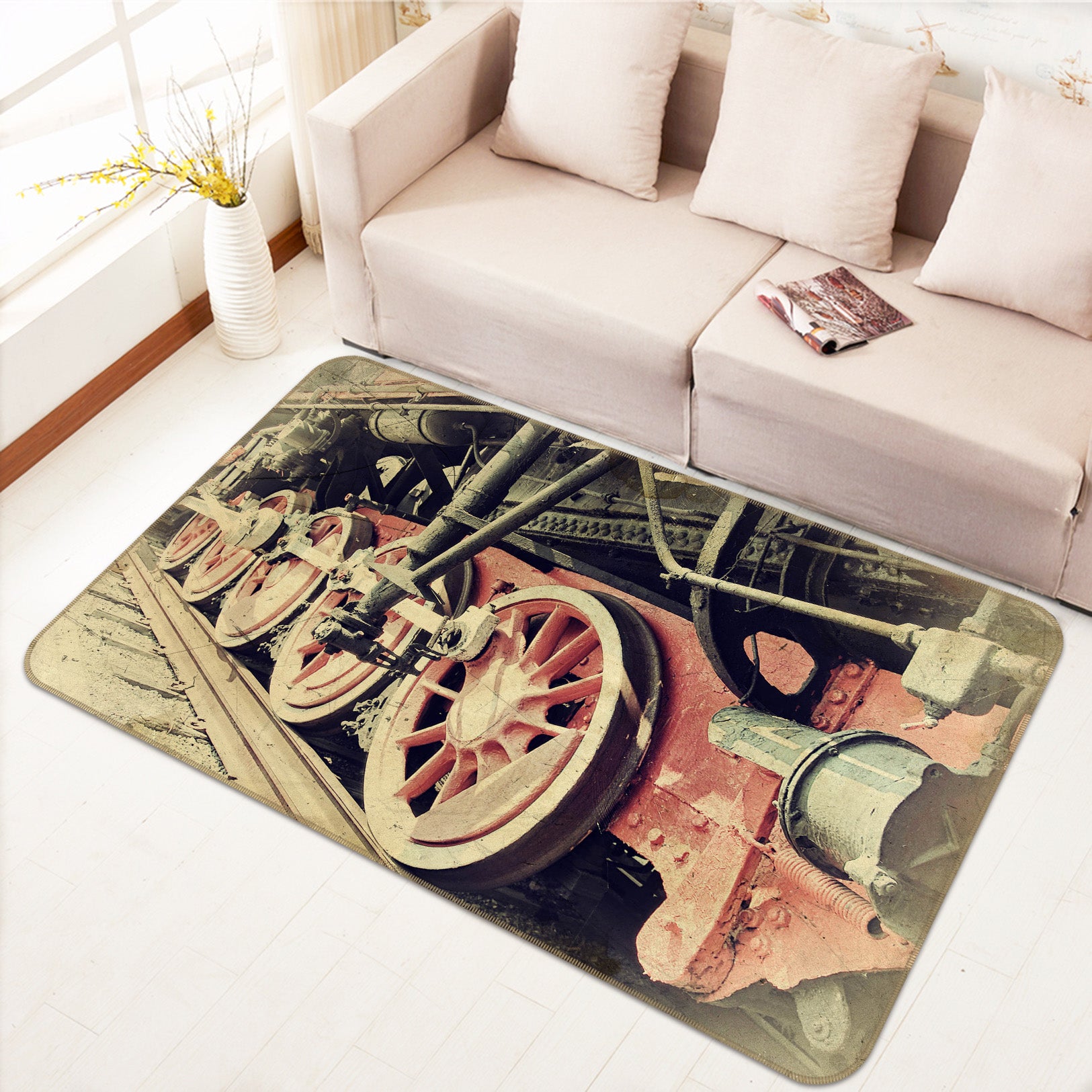 3D Train Tires 68100 Vehicle Non Slip Rug Mat