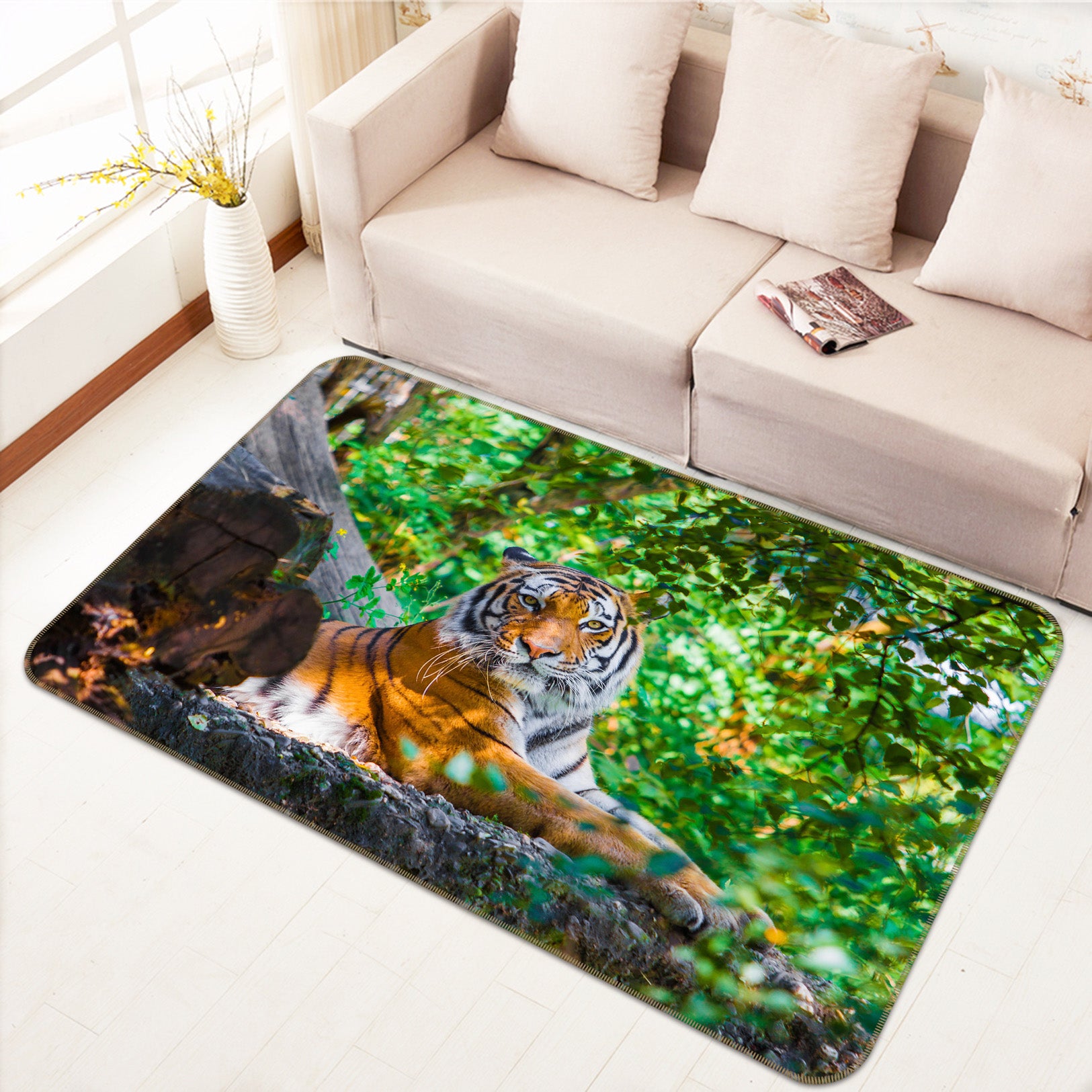 3D Tiger Grove 135 Animal Non Slip Rug Mat