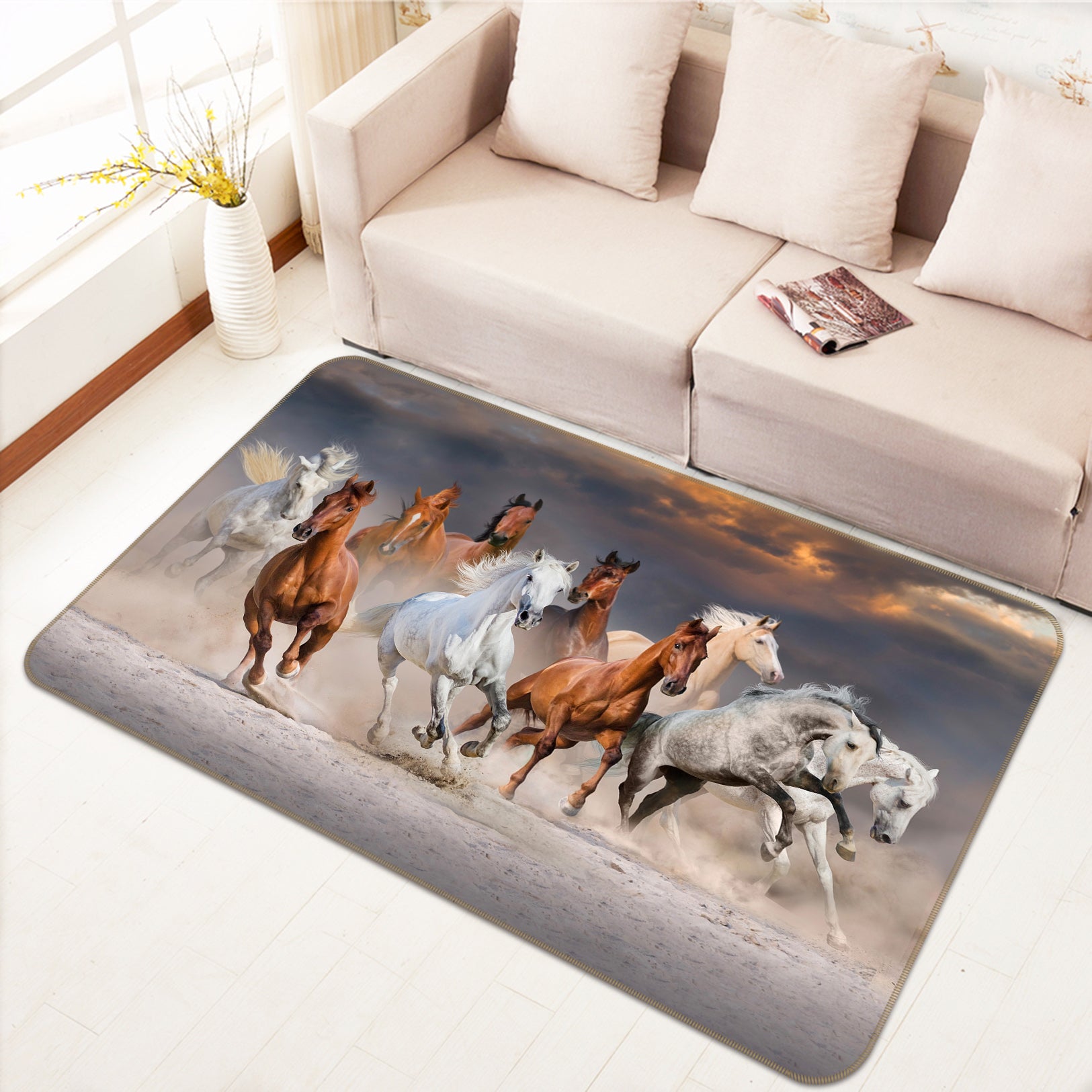 3D Running Horse 045 Animal Non Slip Rug Mat