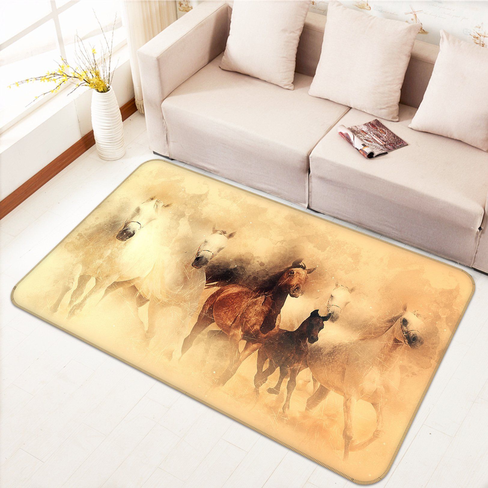 3D Horse Running 600 Animal Non Slip Rug Mat Mat AJ Creativity Home