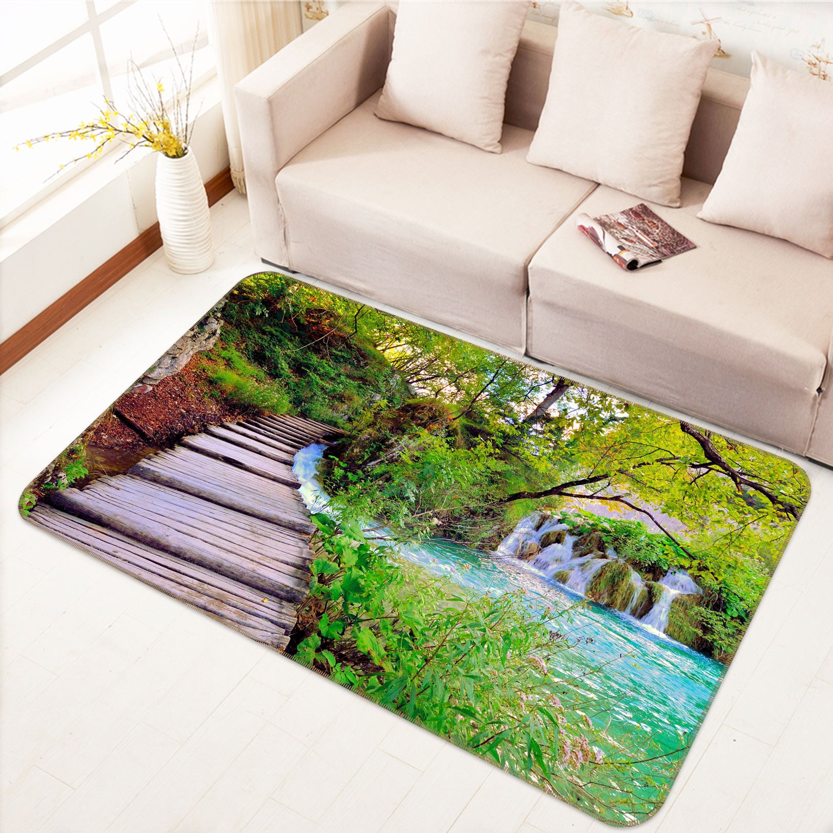 3D Jungle Bridge 77226 Non Slip Rug Mat