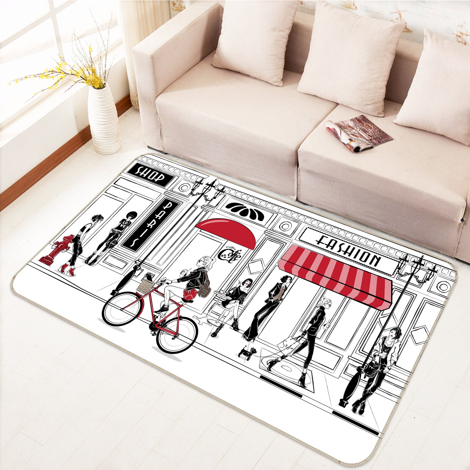 3D Bicycle Woman 1054 Non Slip Rug Mat