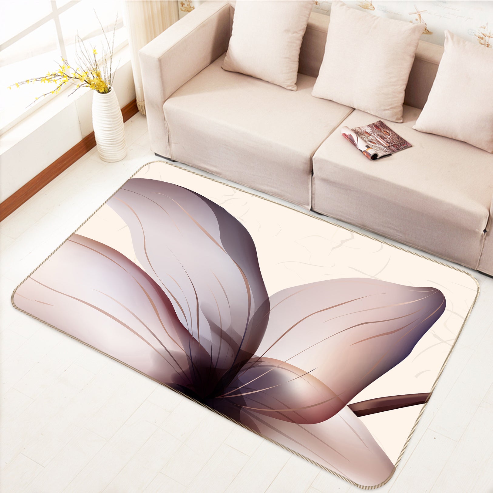 3D Transparent Petals 76158 Non Slip Rug Mat