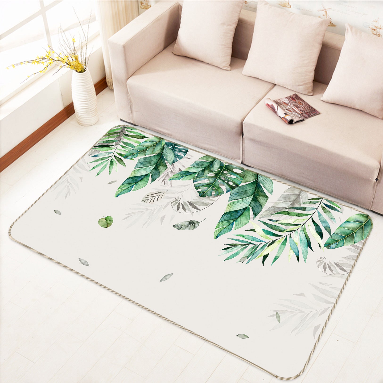 3D Leaves Branches 77003 Non Slip Rug Mat