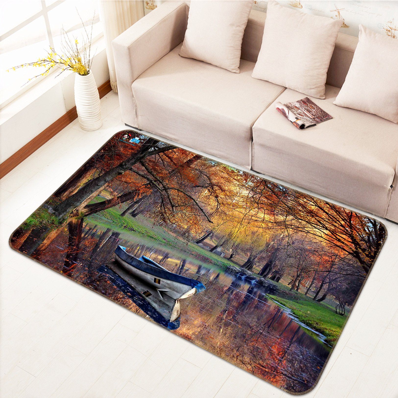 3D Maple Forest Ferry 607 Non Slip Rug Mat Mat AJ Creativity Home