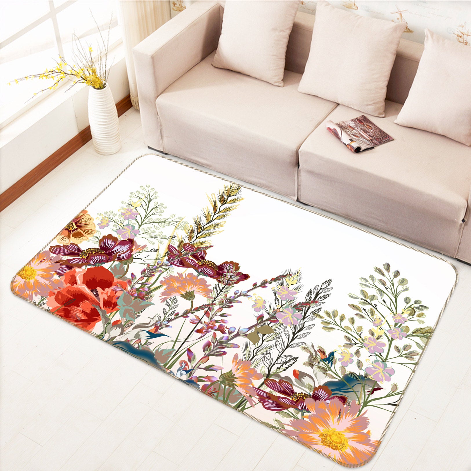 3D Flower Bush 37046 Non Slip Rug Mat