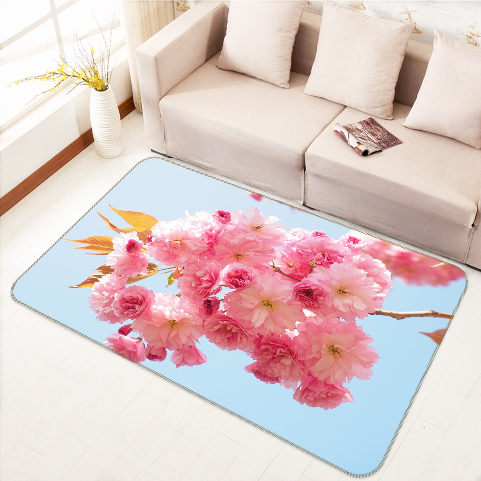 3D Cherry Blossoms 76274 Non Slip Rug Mat