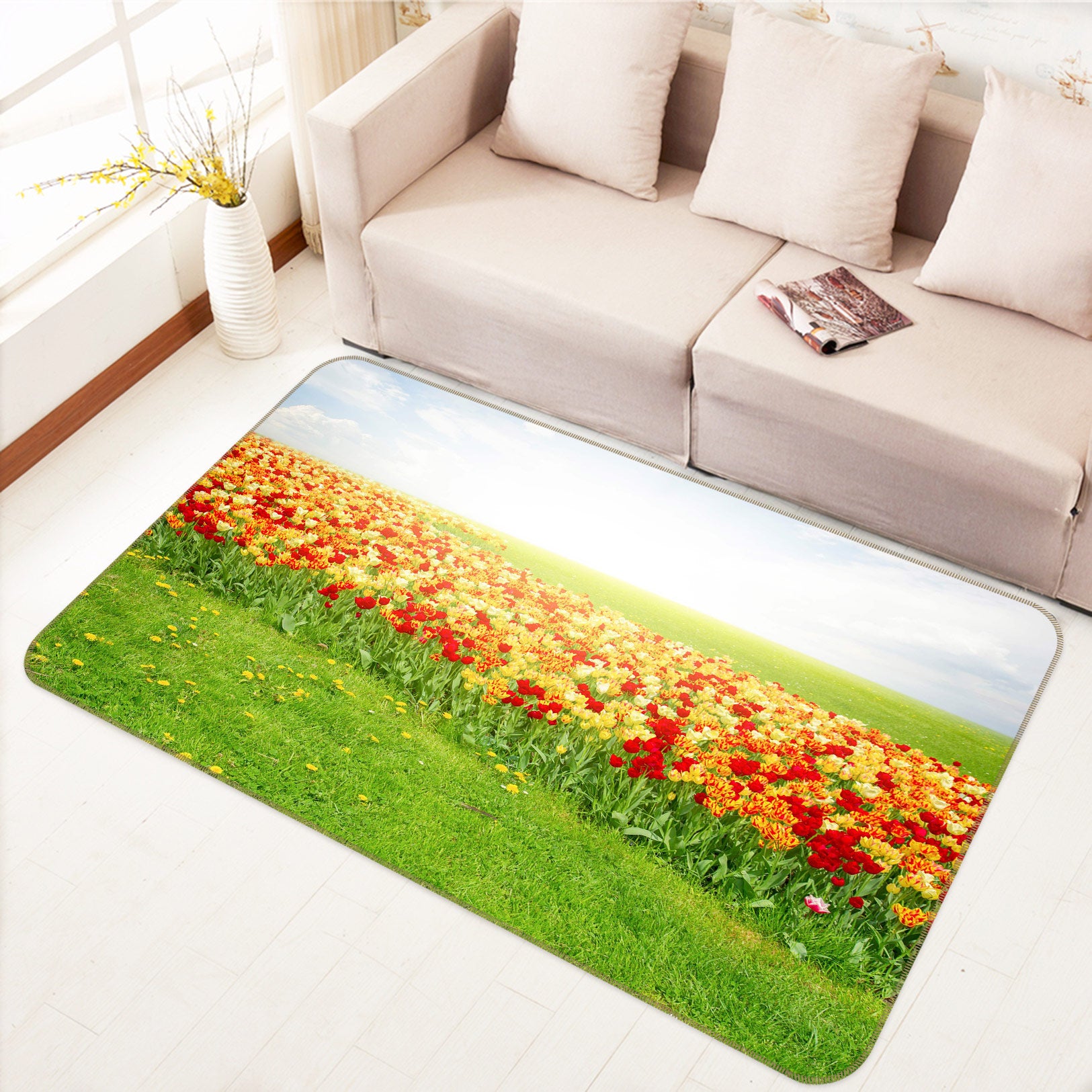 3D Flower Bush 77098 Non Slip Rug Mat