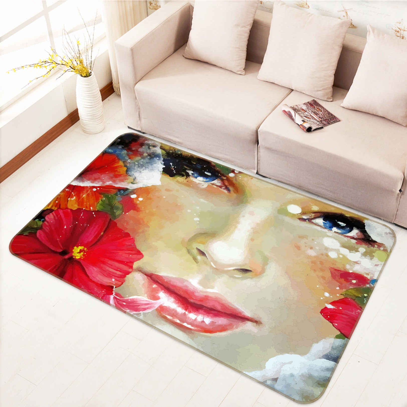 3D Flower Girl 77115 Non Slip Rug Mat