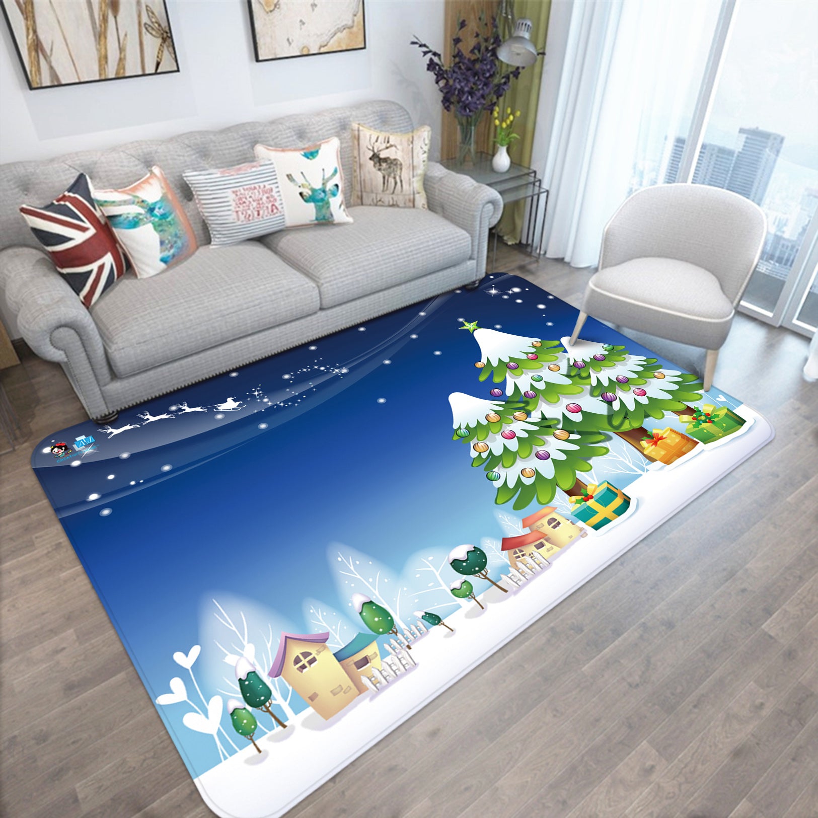 3D Snow Tree 65172 Christmas Non Slip Rug Mat Xmas