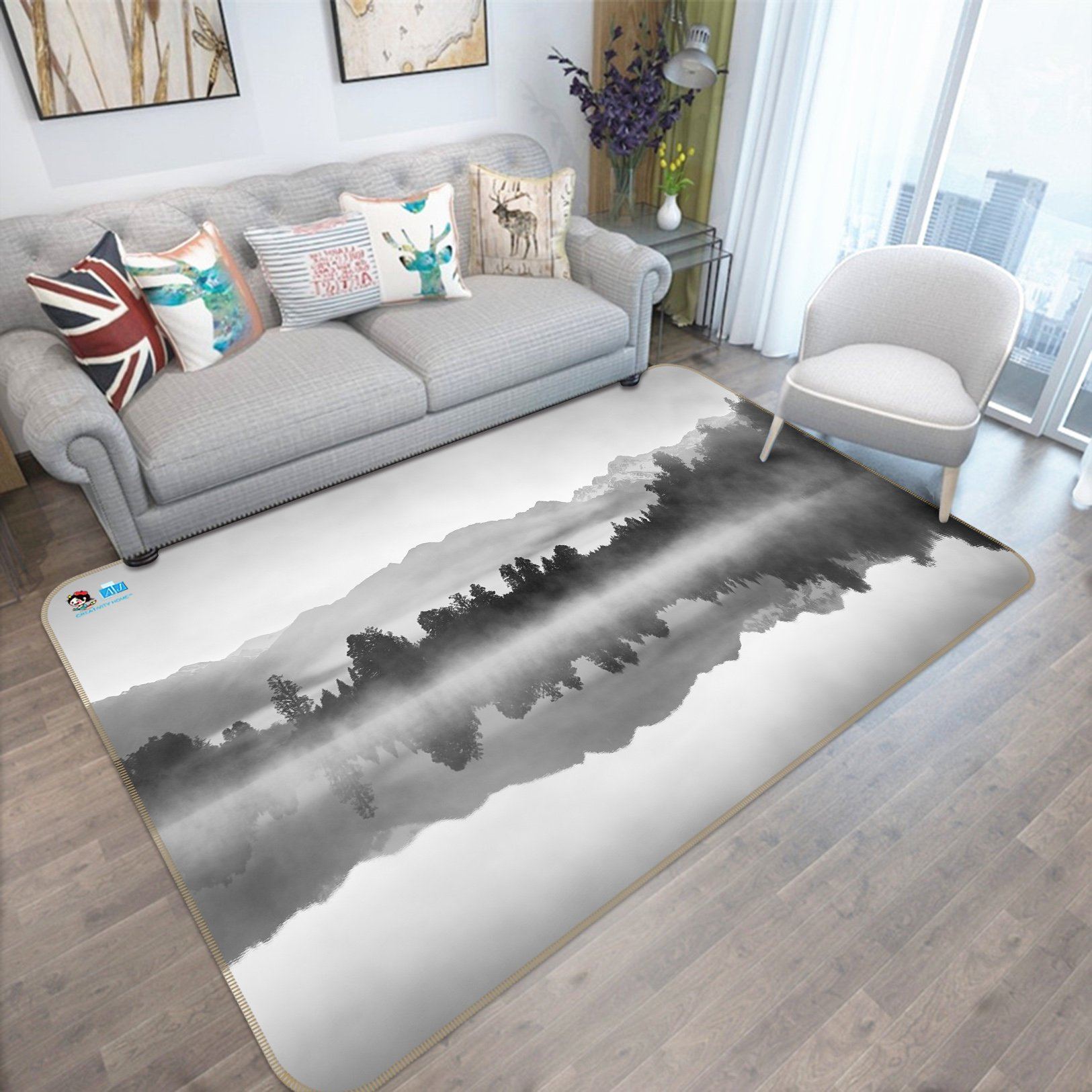 3D Misty Lake 174 Non Slip Rug Mat Mat AJ Creativity Home