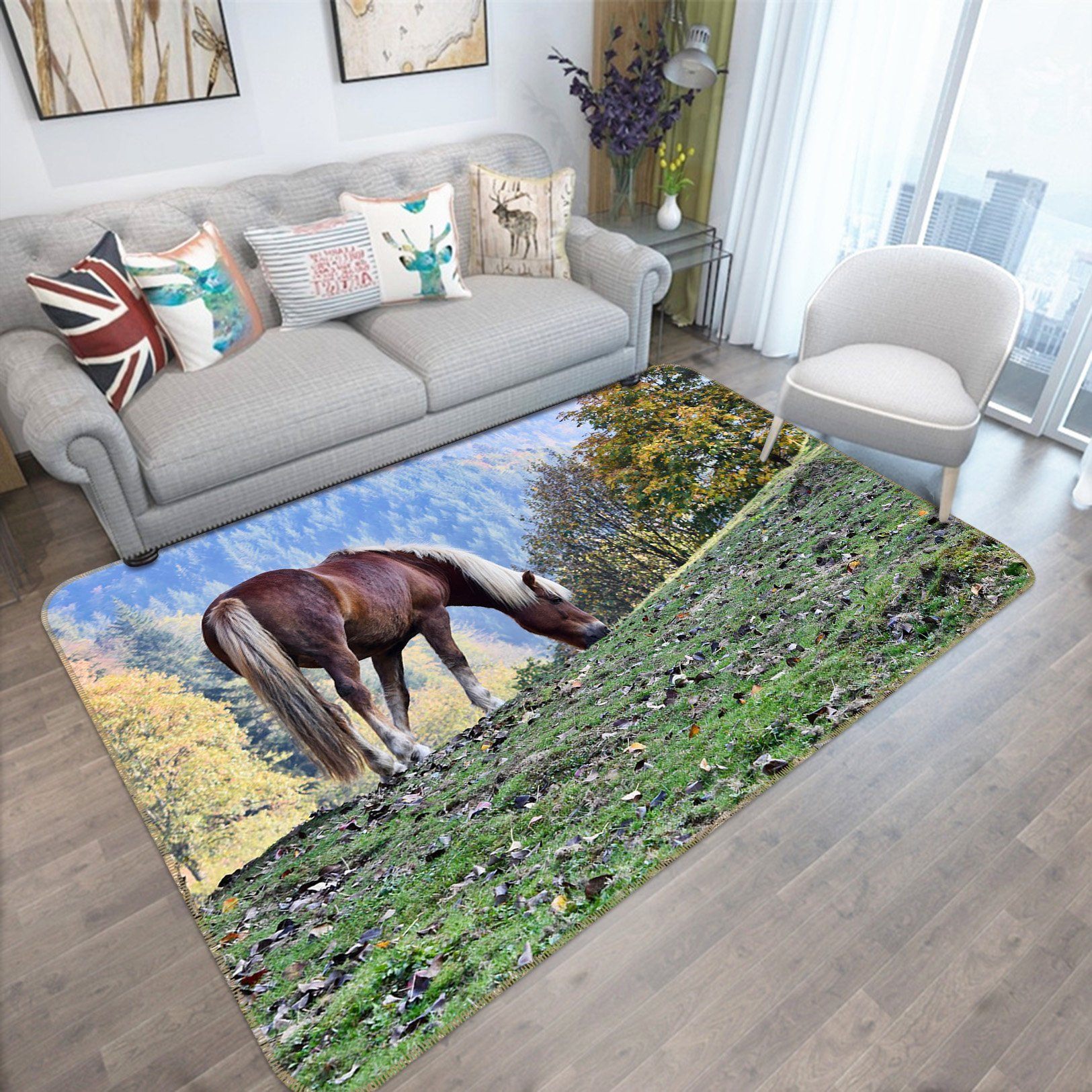3D Horse Grazing 589 Animal Non Slip Rug Mat Mat AJ Creativity Home