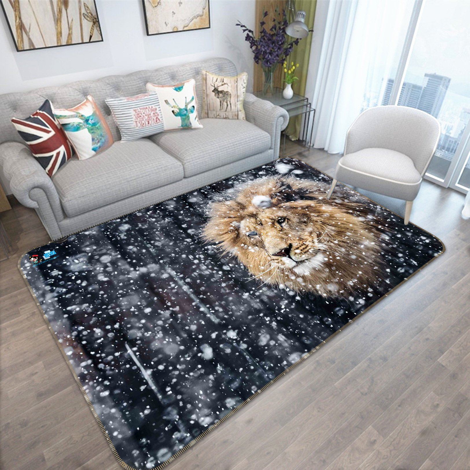 3D Snow Lion 276 Non Slip Rug Mat Mat AJ Creativity Home