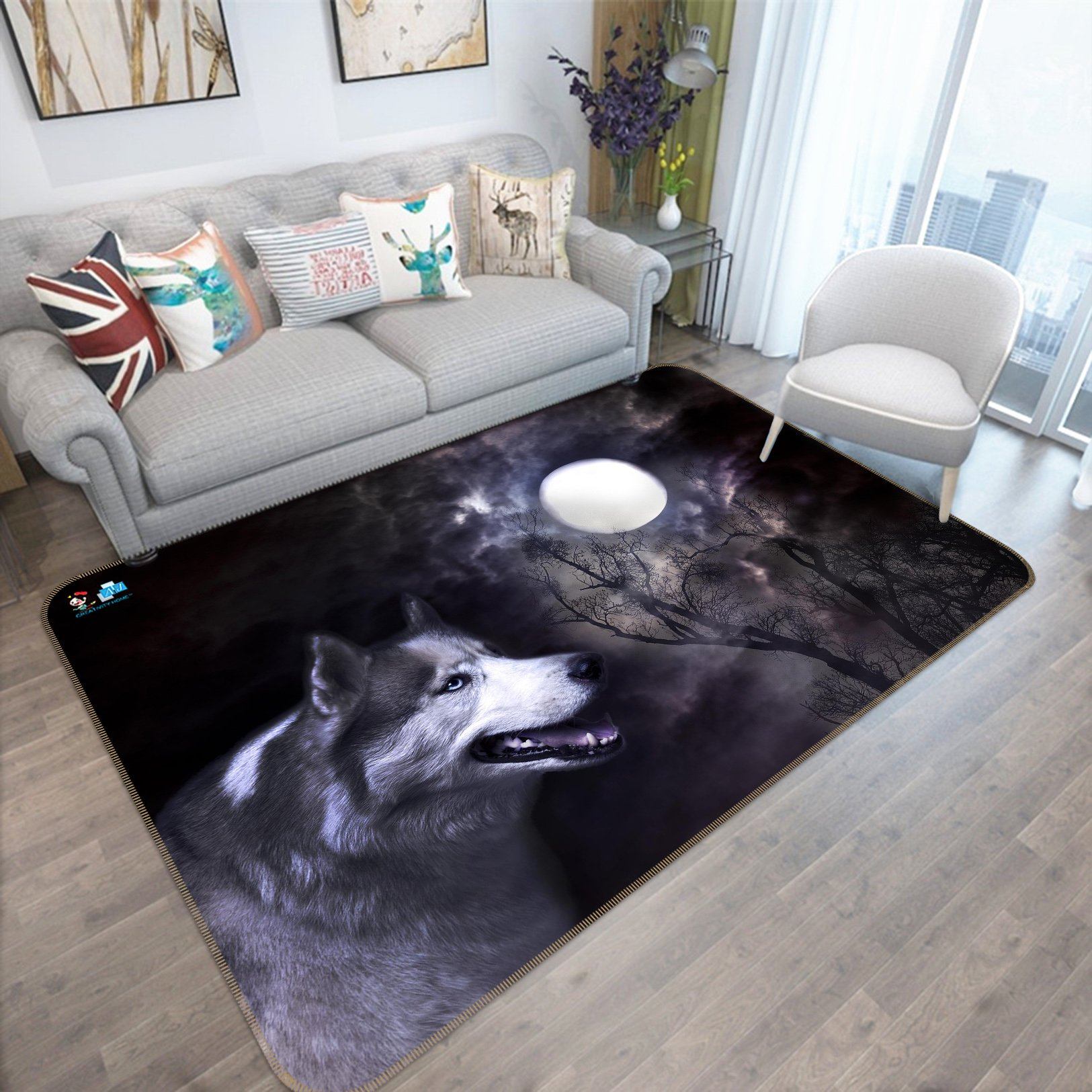 3D Full Moon Night Wolf 266 Non Slip Rug Mat Mat AJ Creativity Home