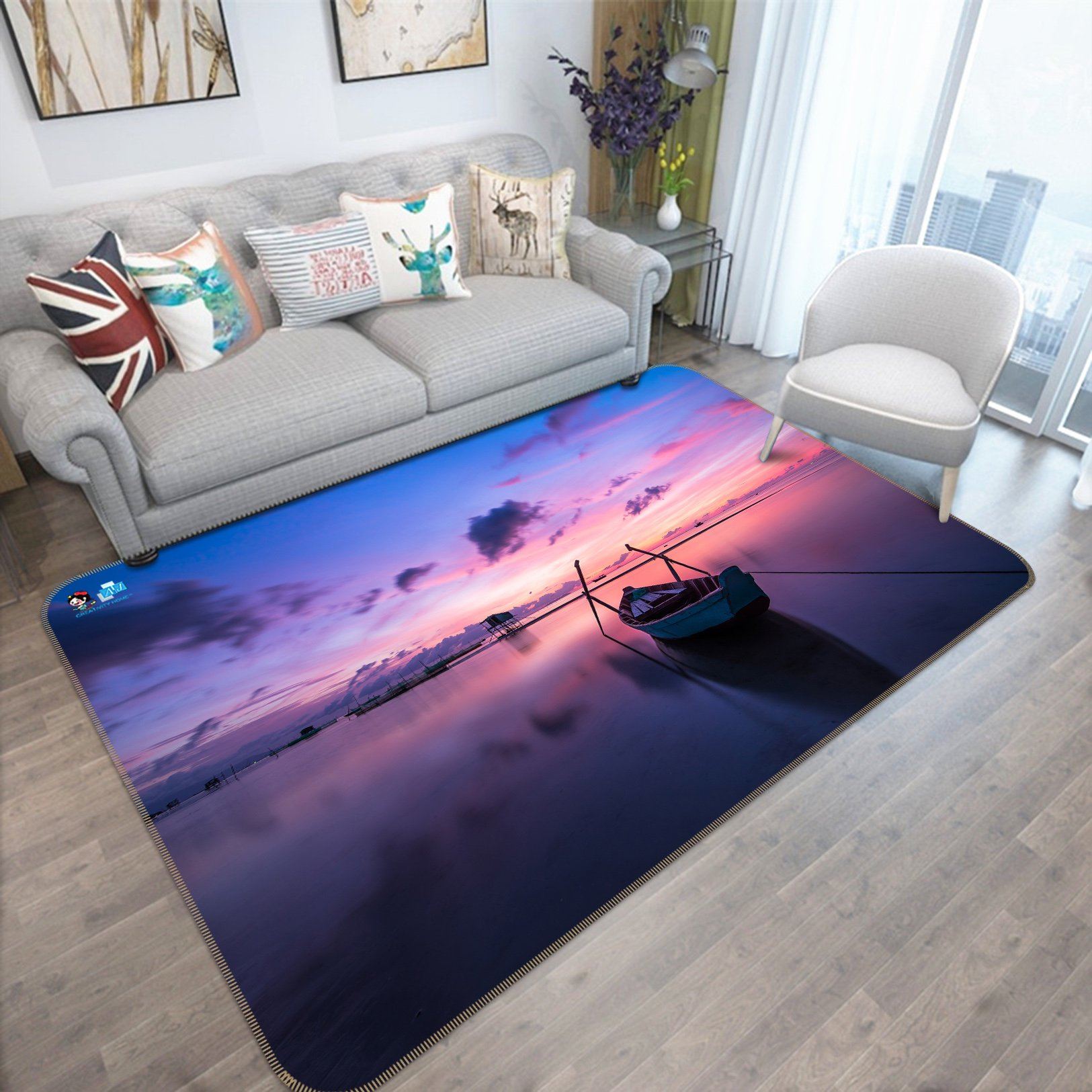 3D Twilight Boat 041 Non Slip Rug Mat Mat AJ Creativity Home